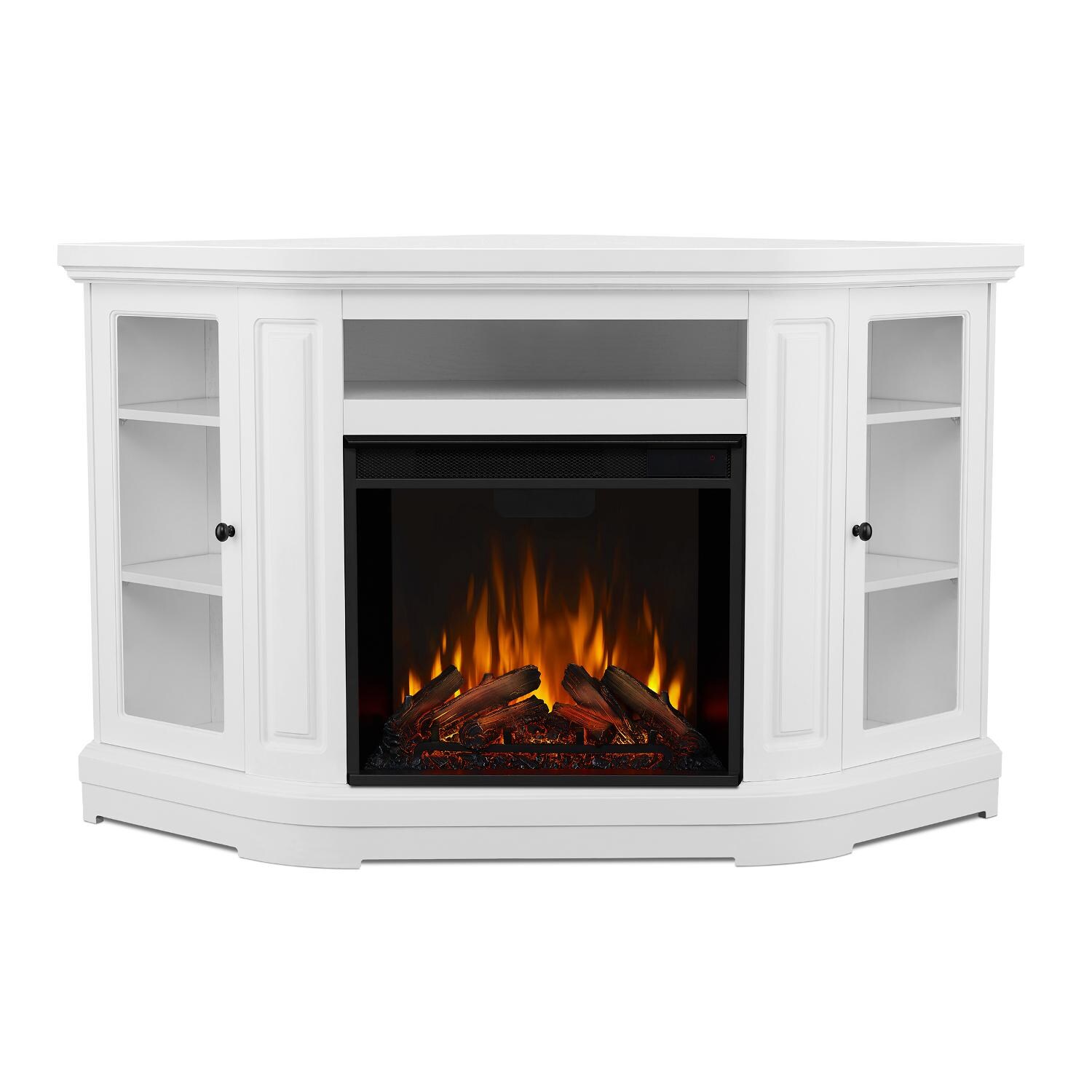 Real Flame - 3850E-W - Windom 57-Inch Corner Electric Fireplace Entertainment Center - White - Front thumbnail