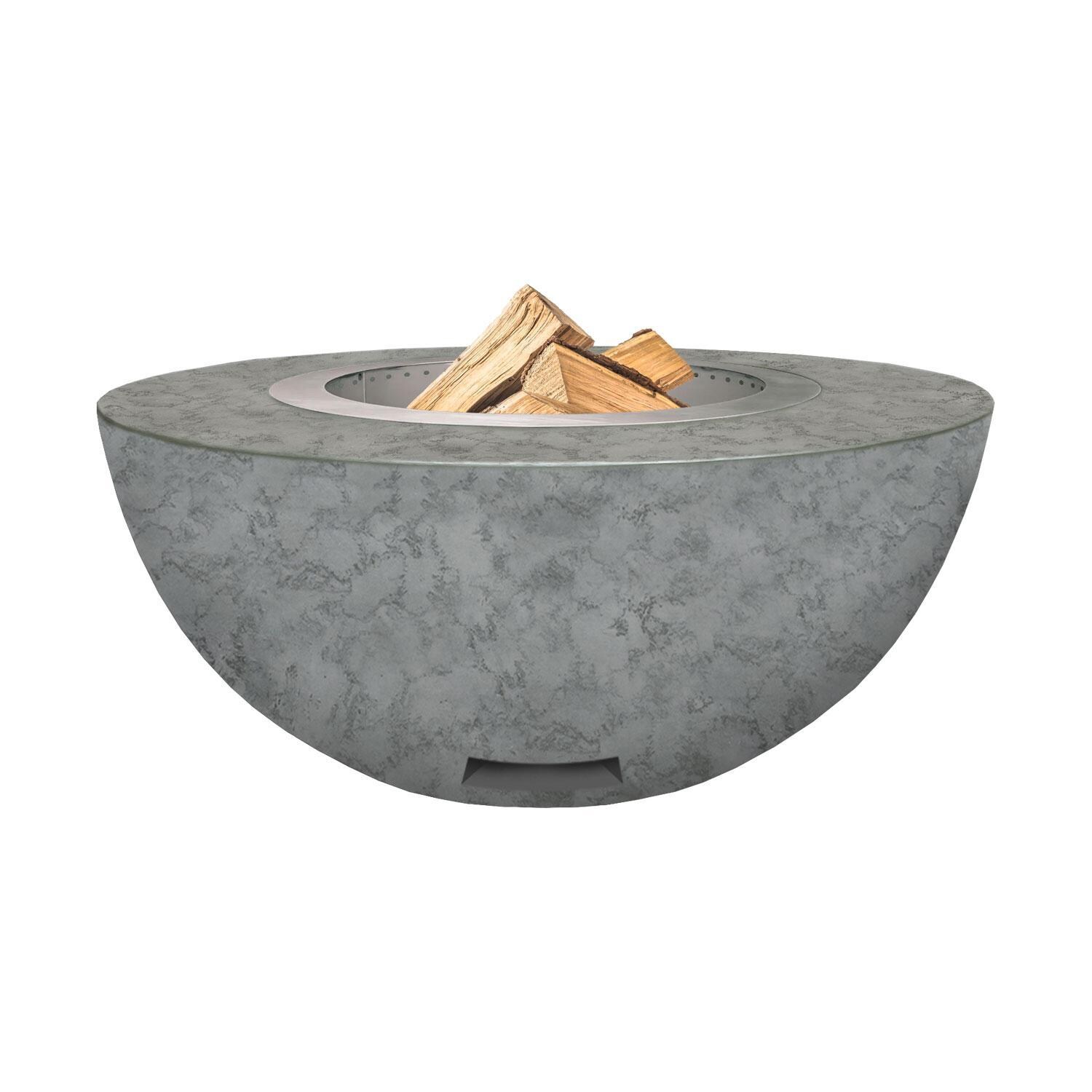 The Lume Surround 42 Inch Smokeless Round GFRC Wood Fire Pit By Firegear Outdoors - Slate - Wood Insert - White Background thumbnail