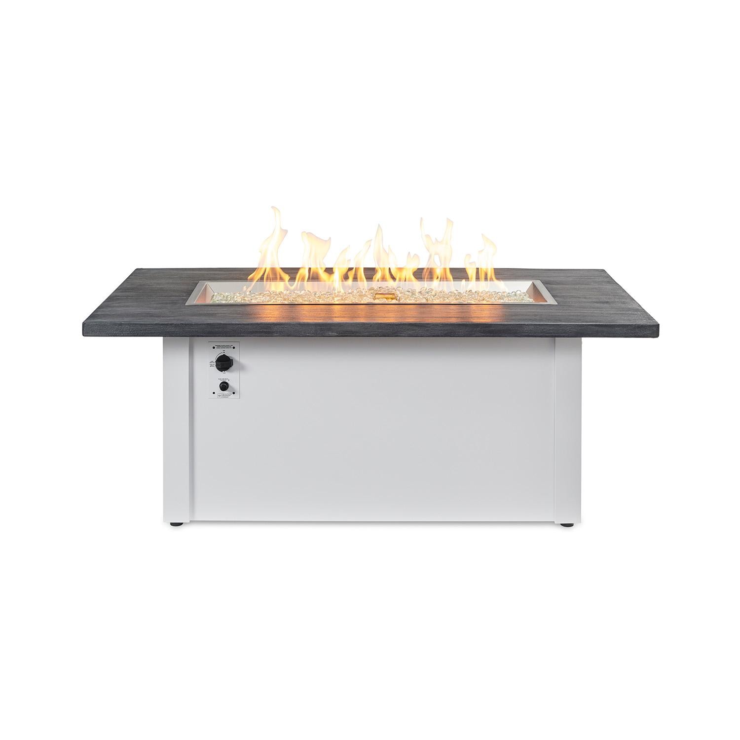 Havenwood 44 Inch Propane Fire Pit Table W/ Carbon Grey Top & White Base - White Background thumbnail