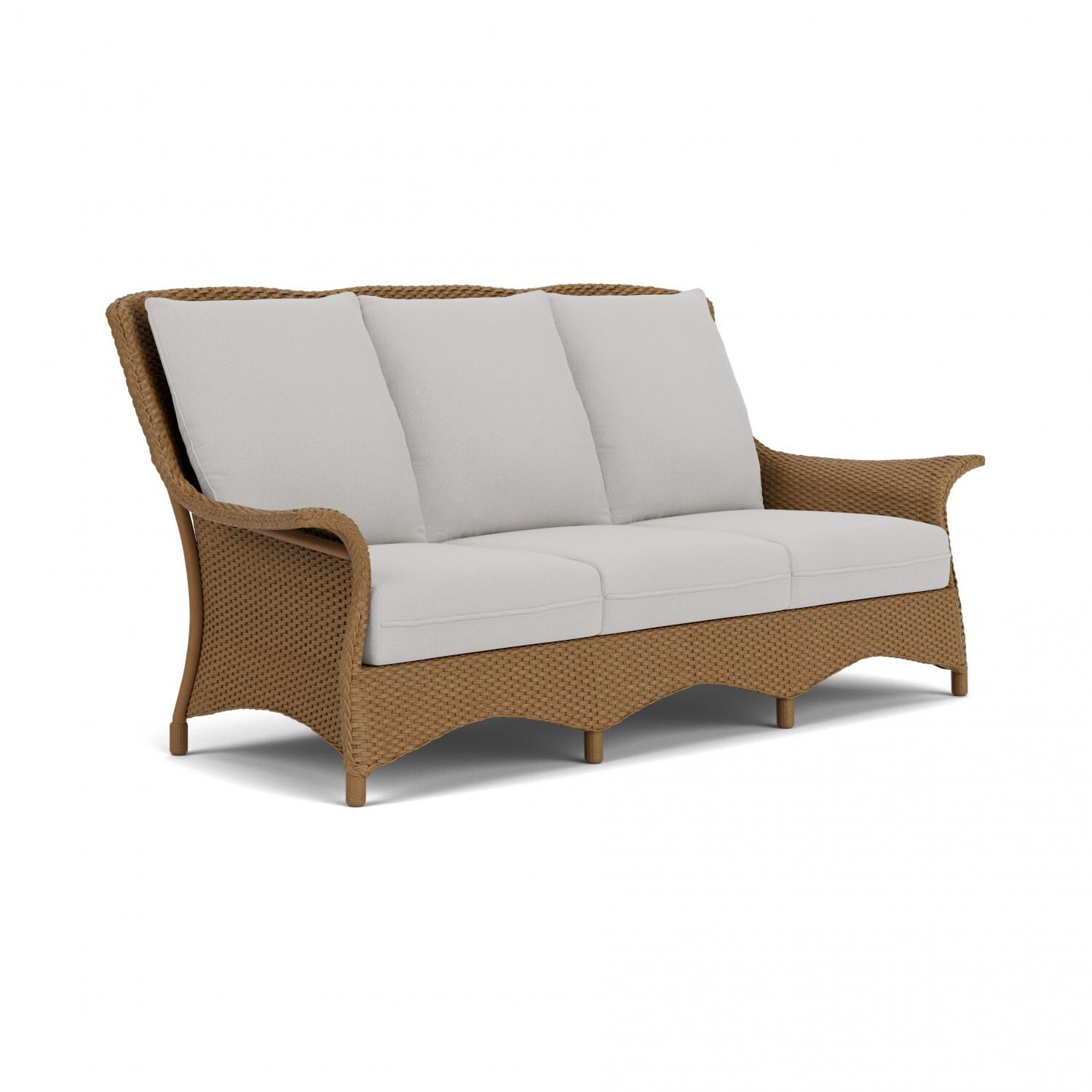 Lloyd Flanders Mandalay Sofa in Hickory Finish with Tundra Dove fabric - Angled thumbnail