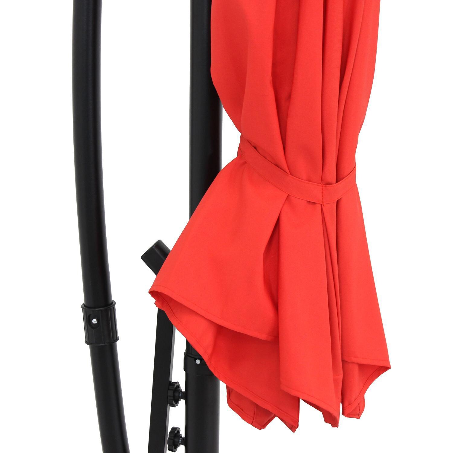 Ultimate Patio 9.5 Ft. Octagonal Patio Cantilever Umbrella W/ Crank - Cherry - Strap Keeps Canopy Closed thumbnail