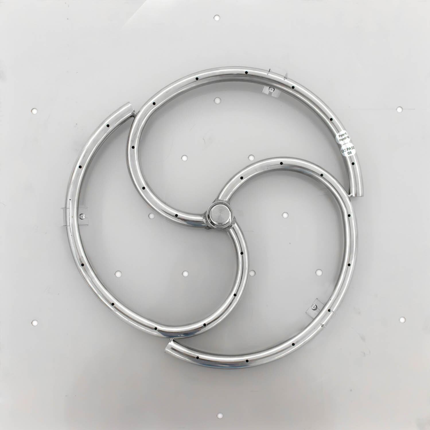 Alpine Flame FN-18FPB-SS 24FLT-SQP 24-Inch Flat Square Stainless Fire Pit Burner Pan with Firenado 18-Inch Natural Gas Spiral Ring Burner - Top View thumbnail