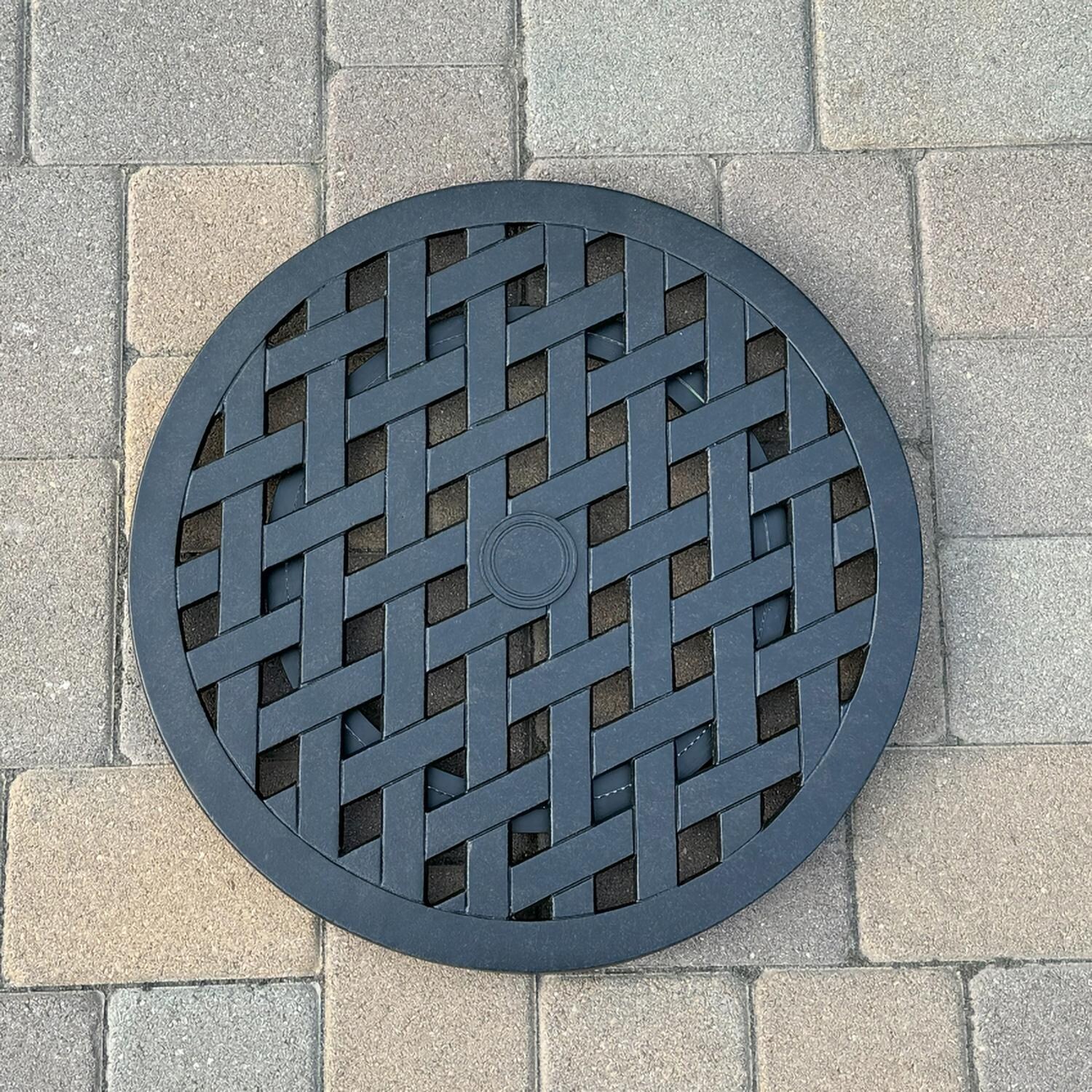 Darlee B/DL2052-8PCAR-30D3925 Santa Monica 8 Pc Cast Aluminum Dining Set in Antique Bronze - Lazy Susan - Lifestyle thumbnail