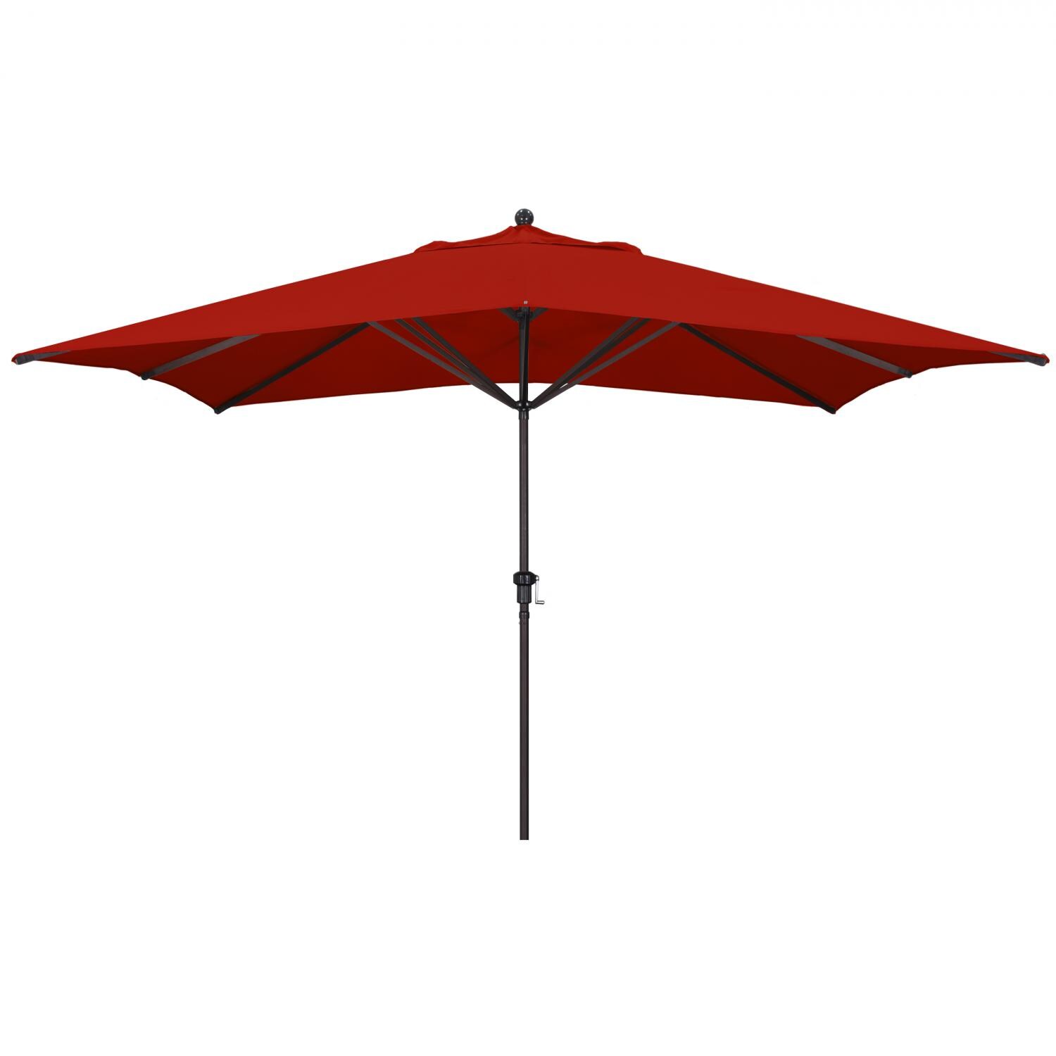 California Umbrella 11 X 8 Ft Rectangular Aluminum Patio Umbrella W/ Crank Lift & Aluminum Ribs - Bronze Frame / Sunbrella Canvas Jockey Red Canopy thumbnail