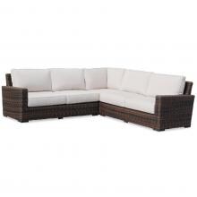 Montecito 3 Piece Wicker Patio Sectional Set W/ Sunbrella Canvas Flax Cushions By Sunset West image