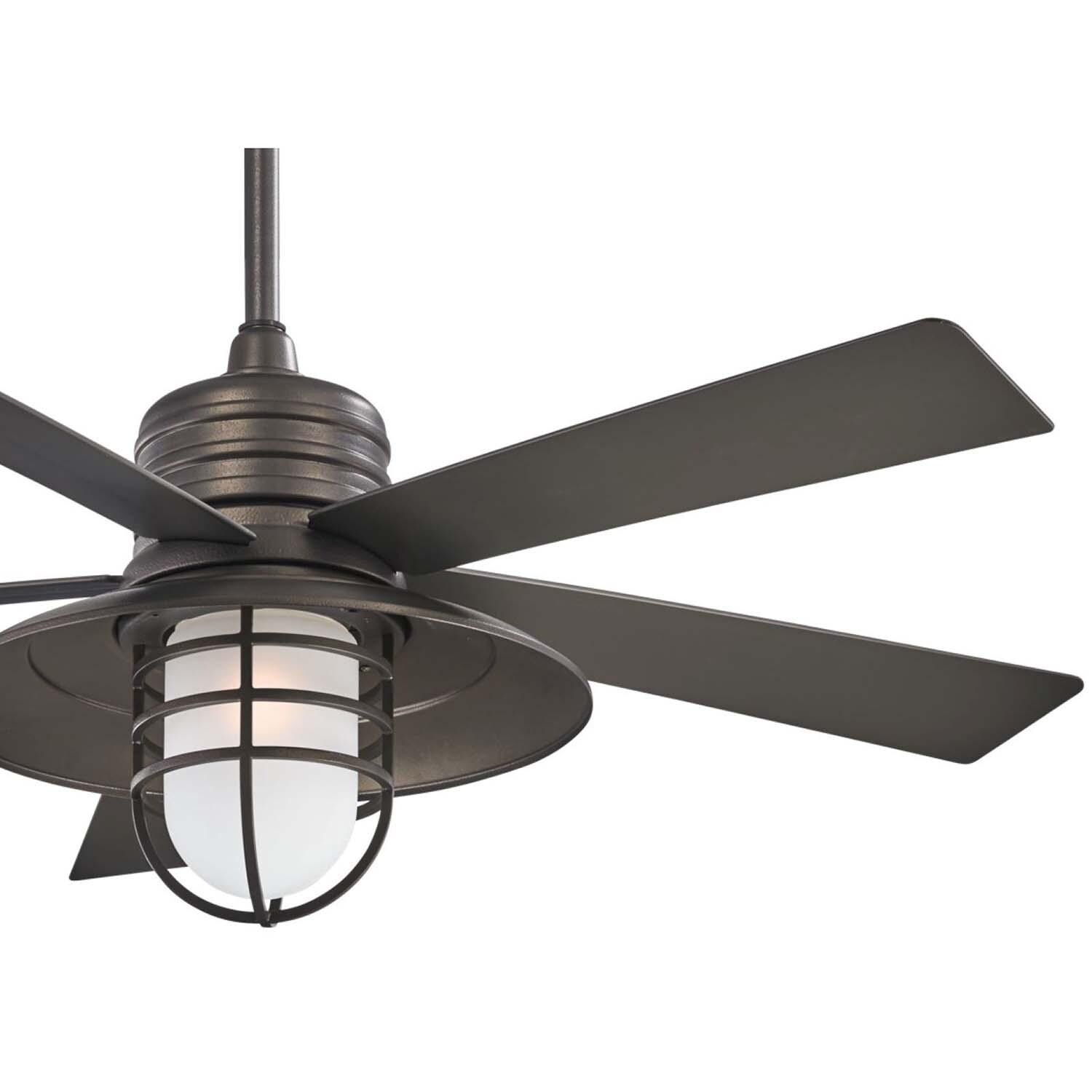 Minka-Aire F582L-SI Rainman 54-Inch 5-Blade LED Ceiling Fan Ceiling Fan in Smoked Iron Finish w/ Smoked Iron Blades & Acid Etched Glass - Blades thumbnail