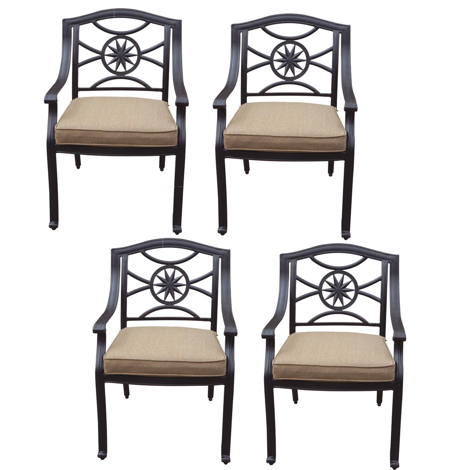 Darlee DL503-1-4 Ten Star 4 Piece Cast Aluminum Patio Dining Arm Chair Set W/ Sesame Cushions thumbnail