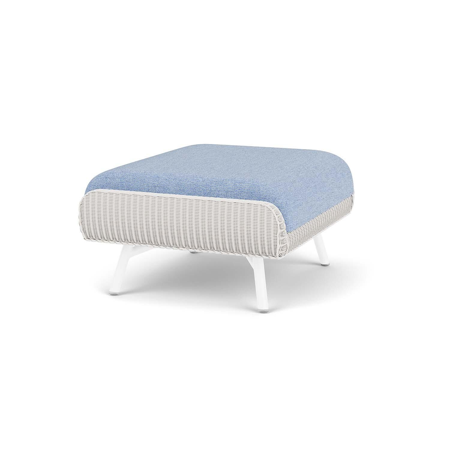 Lloyd Flanders Essence Ottoman W/Demo Skyway Fabric - White Finish - Angled thumbnail