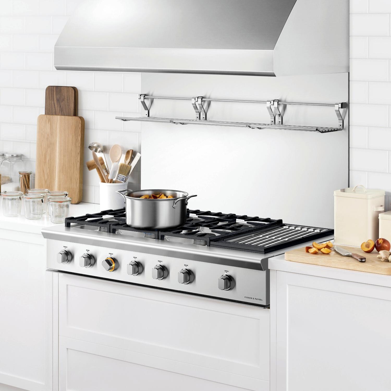 Fisher Paykel Professional 48-Inch 6-Burner Gas Cooktop With Grill - Installed in Kitchen thumbnail