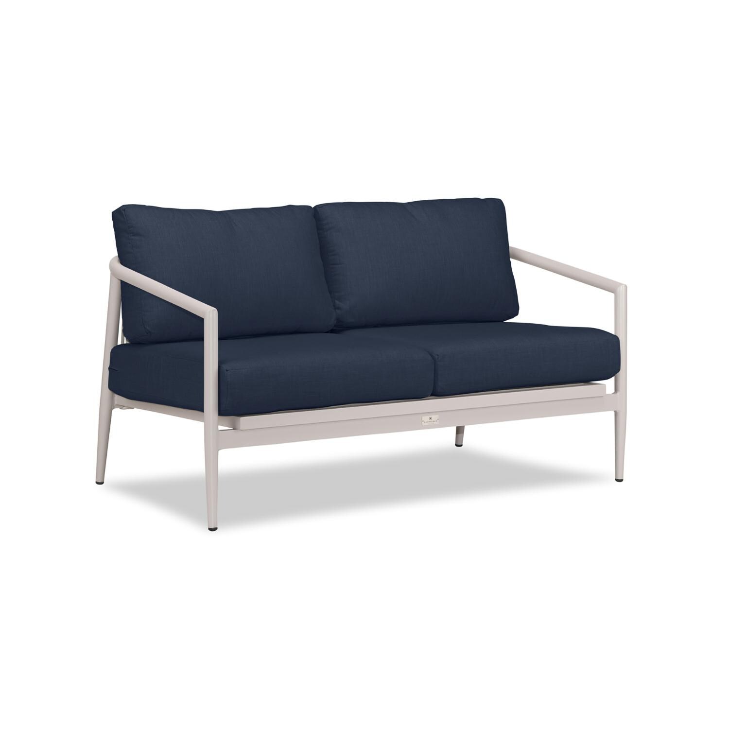 Lakeview Midnight Cove 2 Person Aluminum Loveseat in Urban Stone/Carrera/Spectrum Indigo - Angled - White Background thumbnail