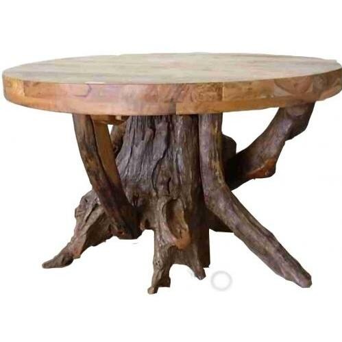 Teak Wood Stump Dining Table - Round