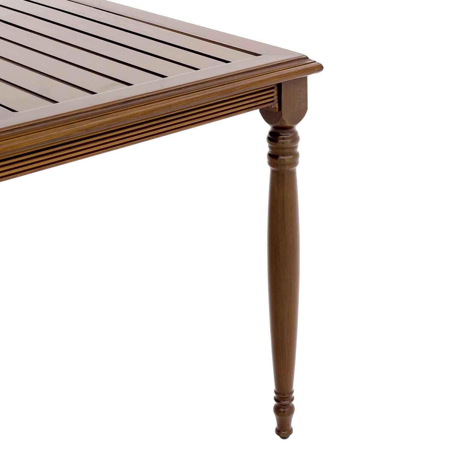 Arabella Aluminum 76 X 42 Inch Rectangular Patio Dining Table W/ Slat Top - Leg Detail thumbnail