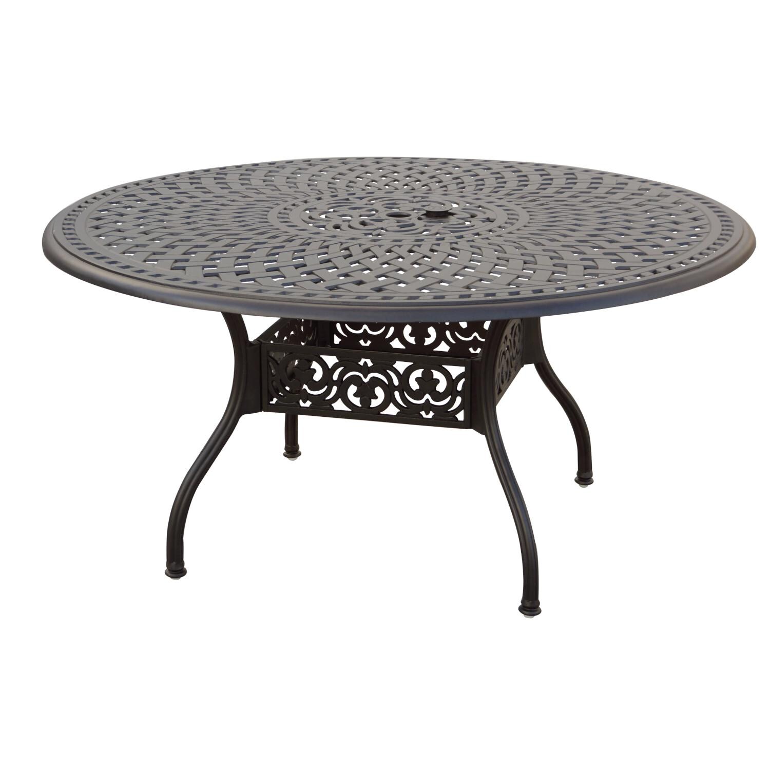 Darlee 201030-7PC-60D Sedona 7 Piece Cast Aluminum Patio Dining Set W/ 60 Inch Round Table & Sesame Cushions - Dining Table thumbnail