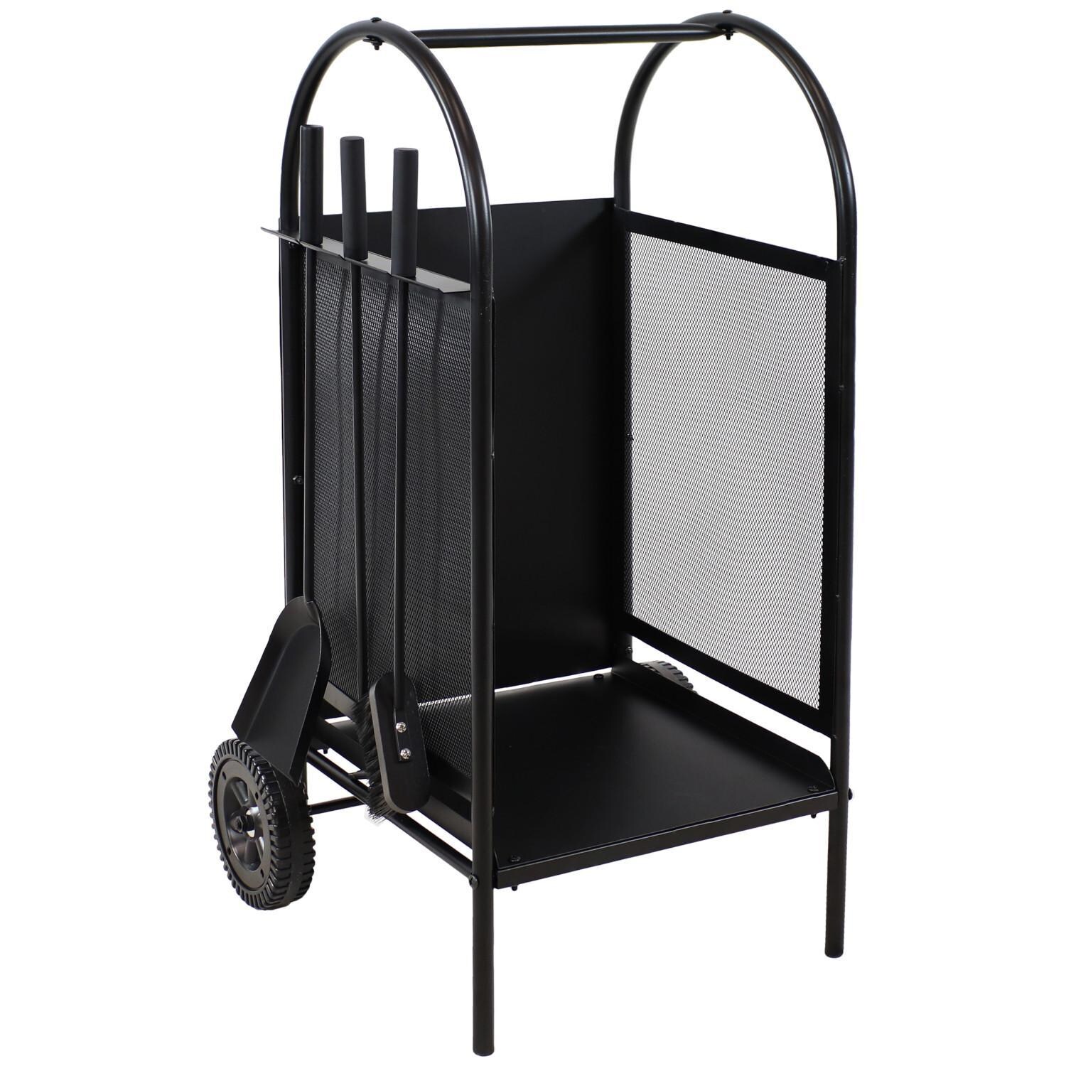 Ultimate Patio Steel 4-Piece Fireplace Log Holder & Tool Set