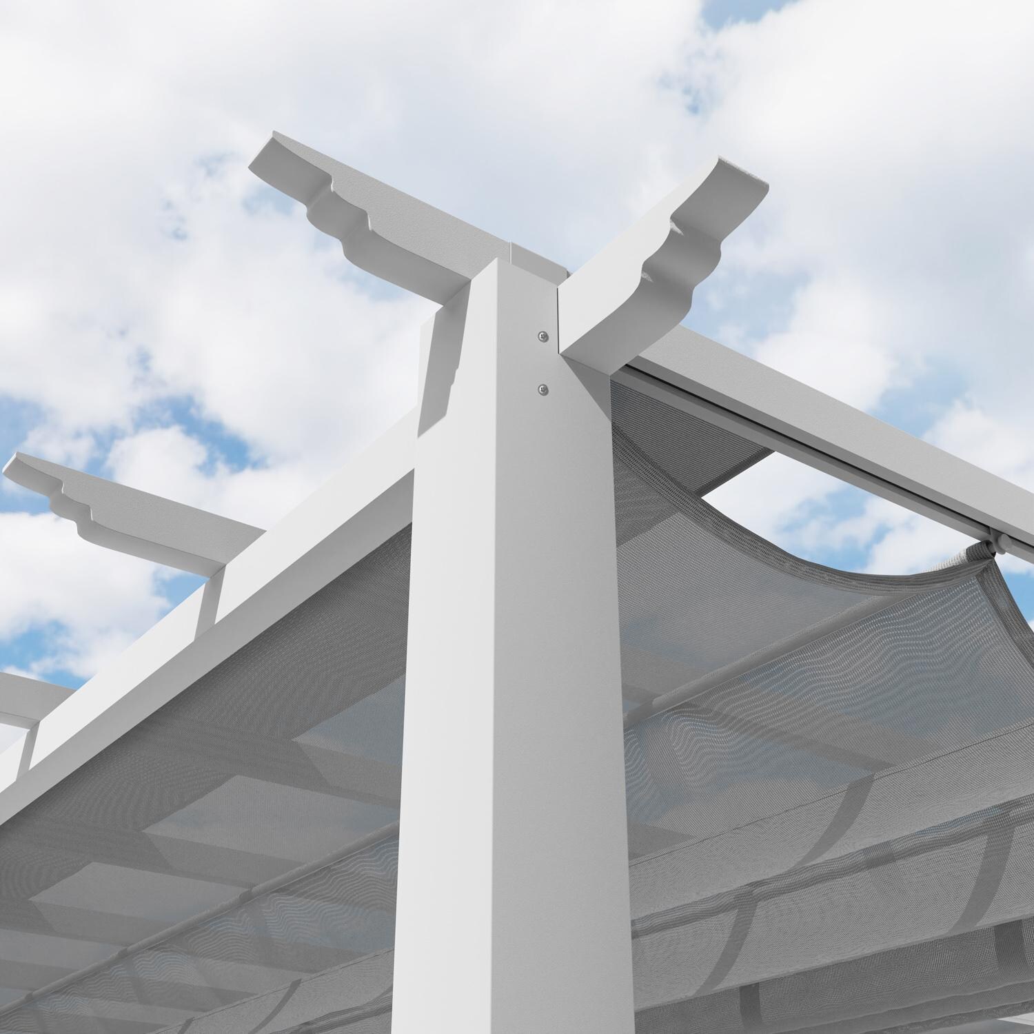 Paragon Outdoor PR11WTG Florence 11' x 11' White Pergola w/ Gray Canopy - Beam & Canopy - Detail thumbnail