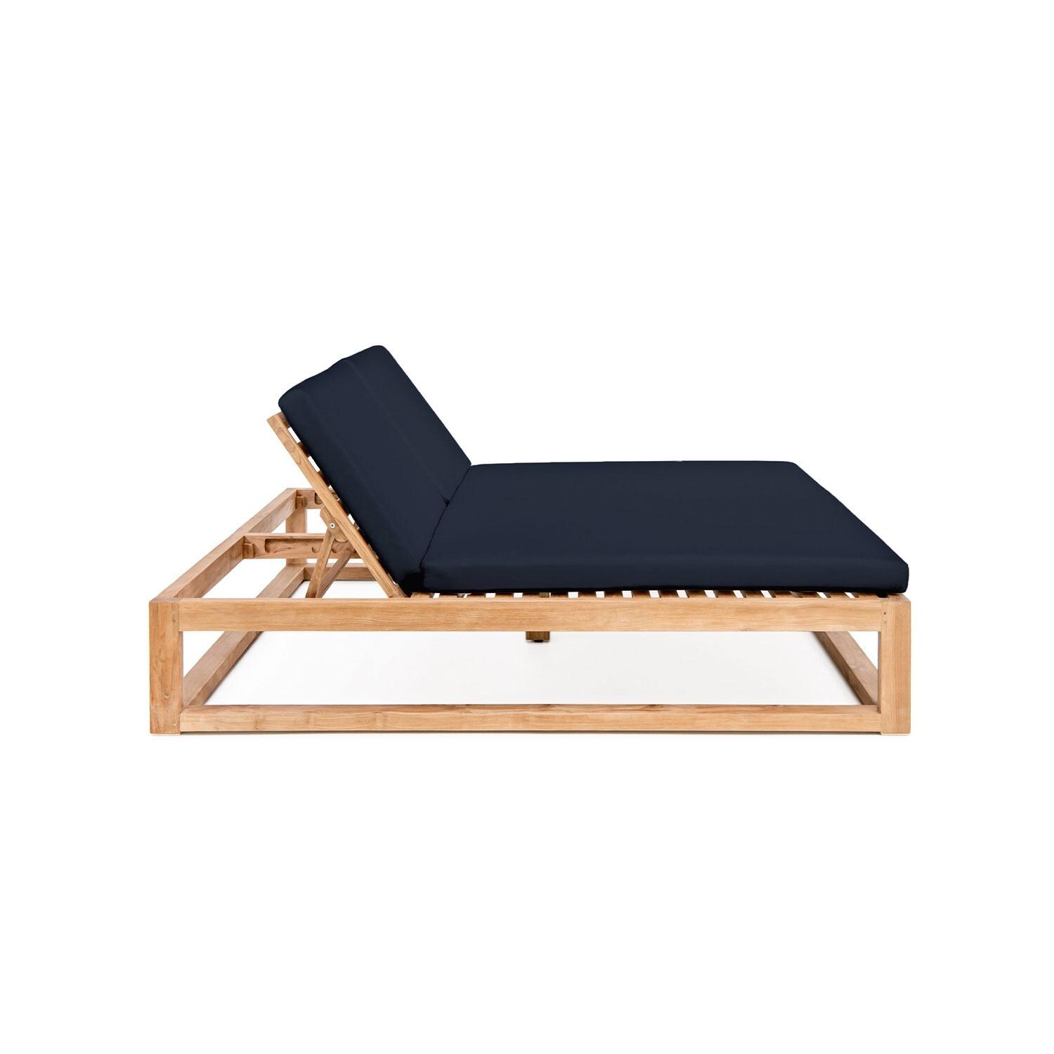 Scape Key Teak 2 Person Double Chaise Lounge in Indigo by Lakeview Outdoor Designs - Side View - White Background thumbnail