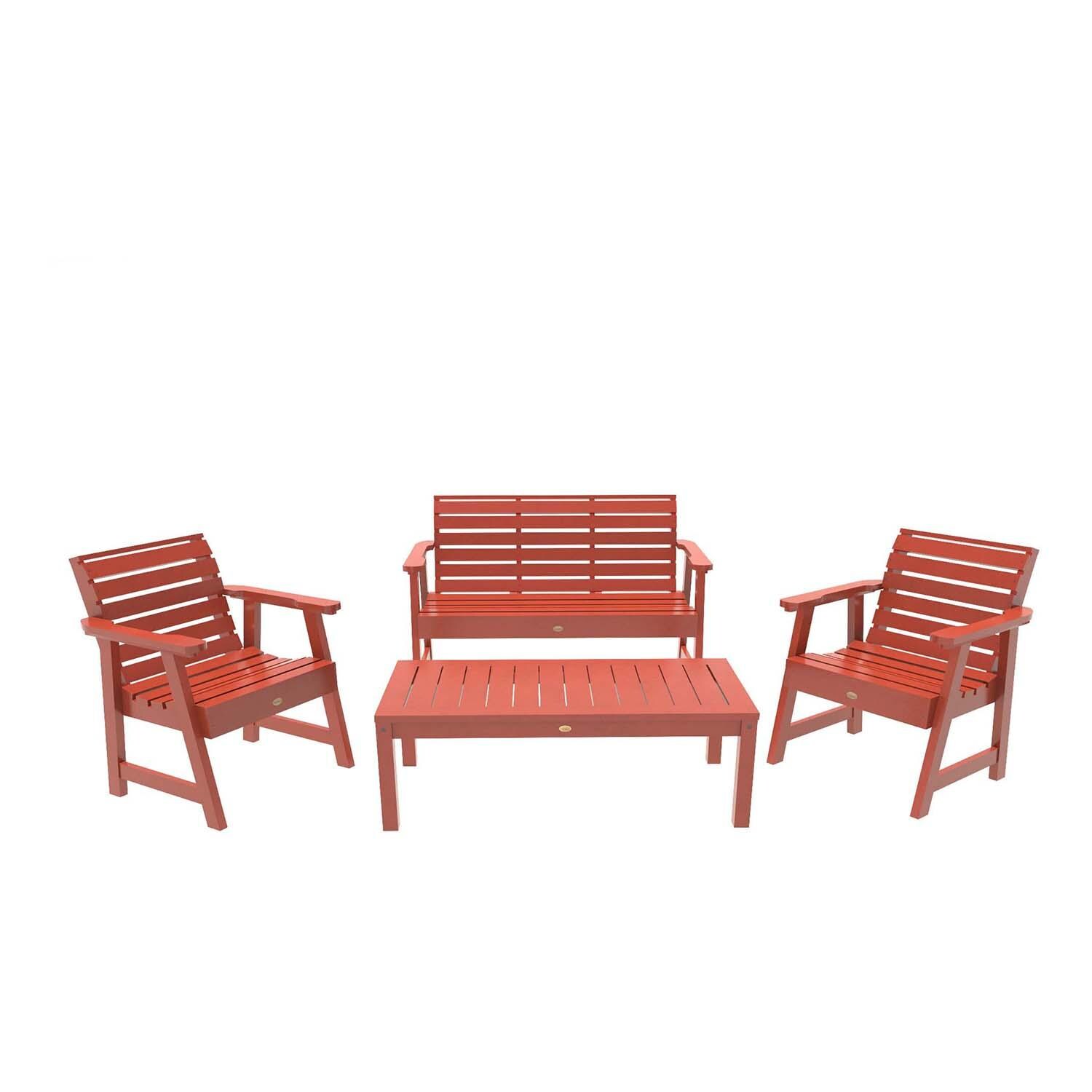 Elm Pointe 4 Pc Set Polyresin Seating Set in Rustic Red By Lakeview Outdoor Designs - White Background thumbnail