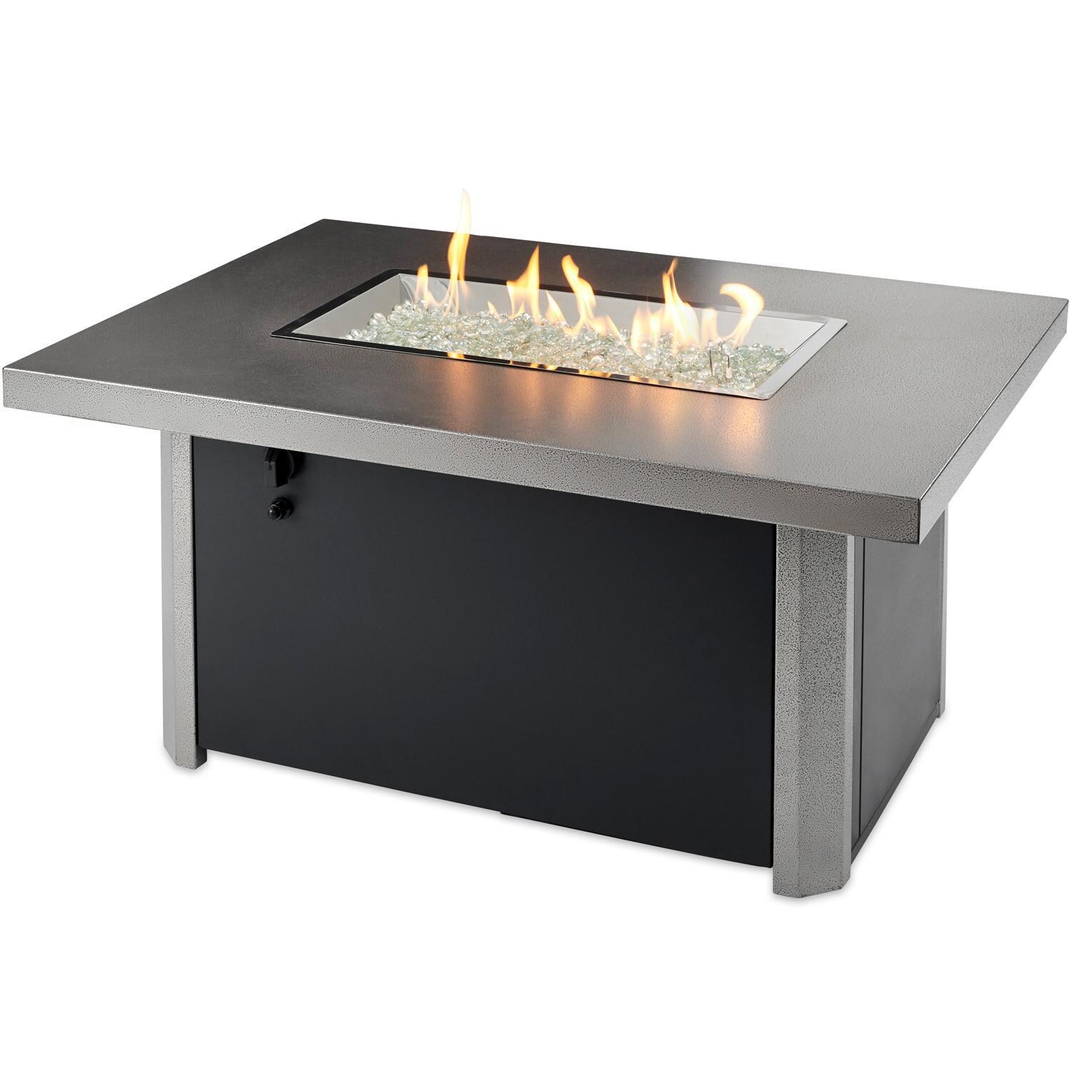 The Outdoor GreatRoom Company Caden CAD-1224-NG 44-Inch Rectangular Natural Gas Fire Pit Table with 24-Inch Crystal Fire Burner - Ships As Propane With Conversion Fittings - Shown With Burner Lit thumbnail