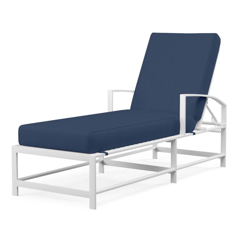 Bristol Aluminum Chaise Lounge w/ Self Welt in White/Spectrum Indigo by Sunset West - White Background thumbnail