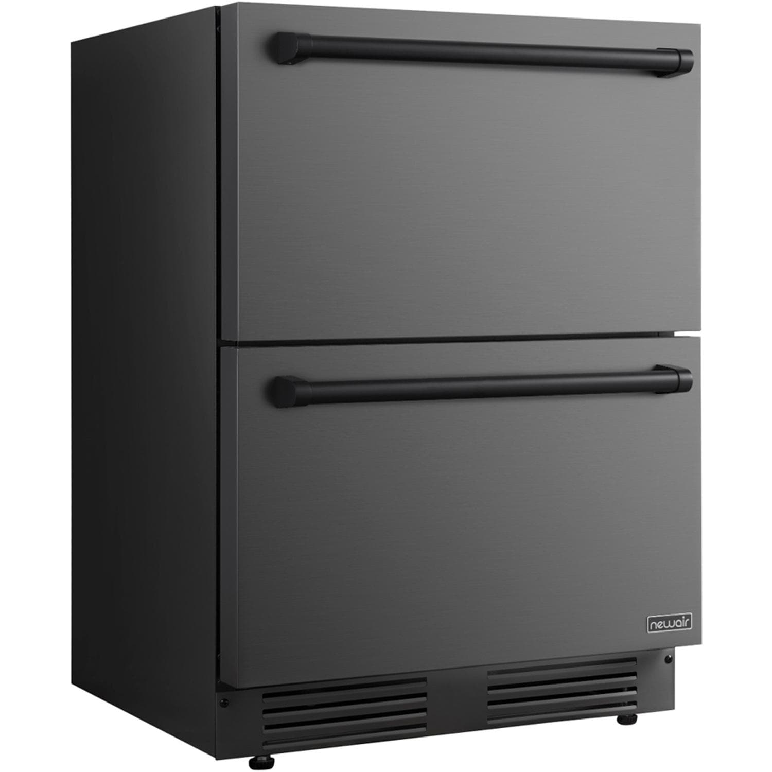 NewAir 24 Inch 4.1 Cu. Ft. Dual Drawer Commercial Built-In Outdoor Refrigerator & Freezer - Black Stainless Steel - NOF110BSD0