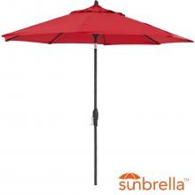 9 Ft. Octagonal Aluminum Auto Tilt Patio Umbrella W/ Crank Lift By Lakeview Outdoor Designs - Black Frame / Sunbrella Jockey Red Canopy image