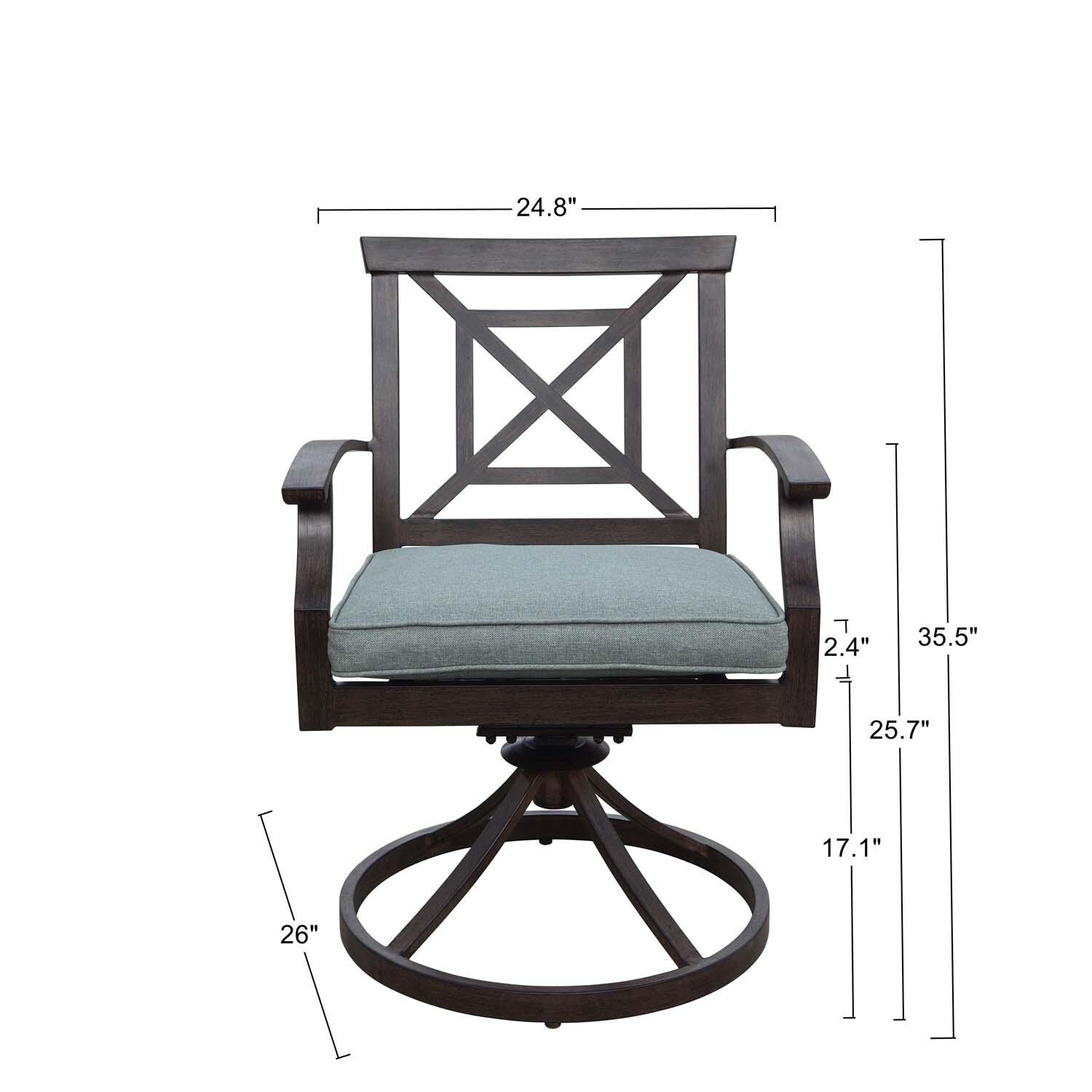 Atlantis 13 Pc Aluminum Swivel / Rocker Dining Set in Walnut/Spa by Darlee - Swivel Rocker - Dimensional thumbnail
