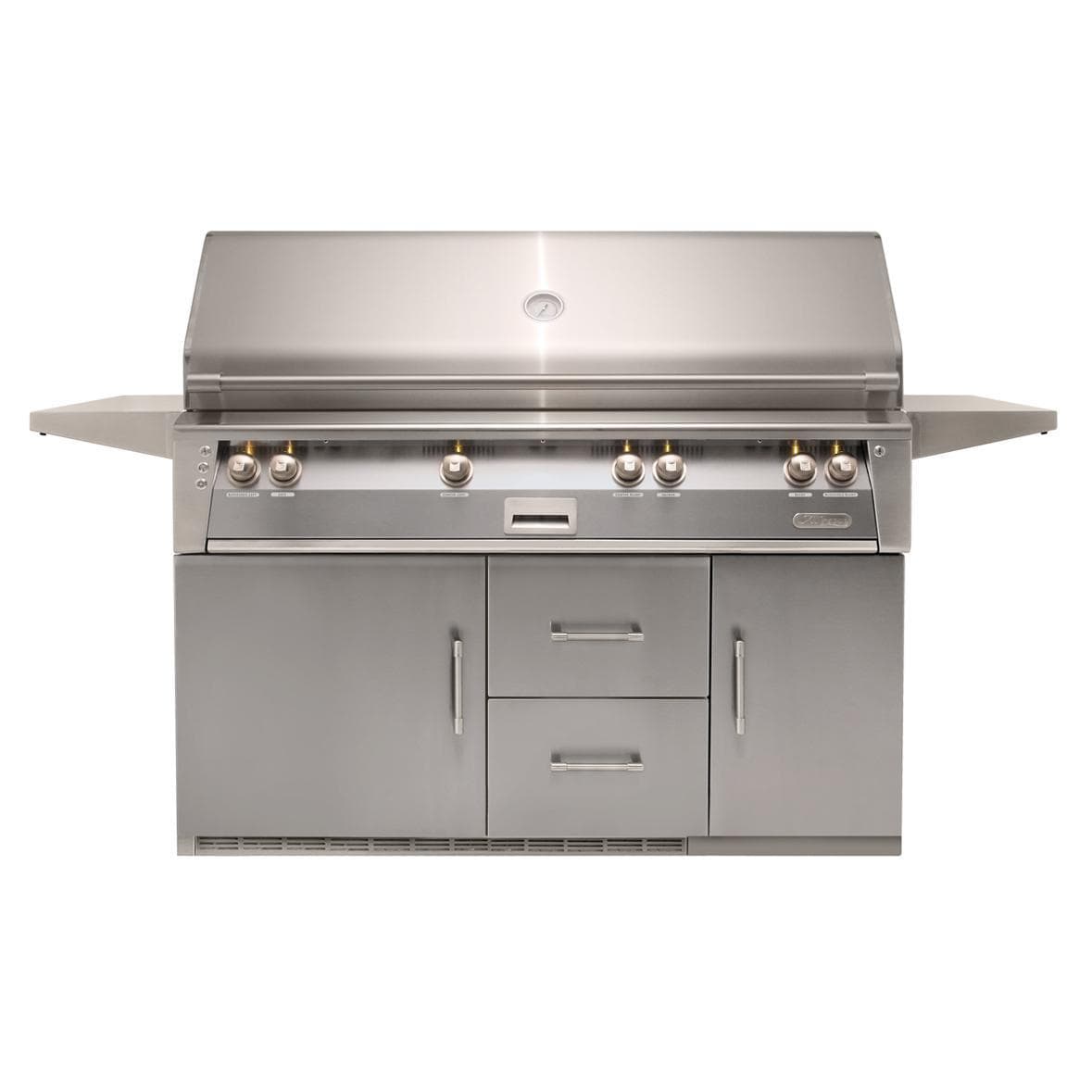Alfresco ALXE 56-Inch Freestanding Natural Gas All Grill On Refrigerated Cart With Sear Zone And Rotisserie in Signal Gray - ALXE-56BFGR-NG-S7004