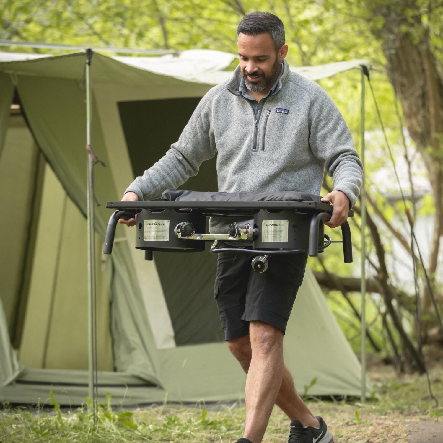Camp Chef EX60LW Explorer 2-Burner Cooking System - Legs Removed For Easy Moving thumbnail