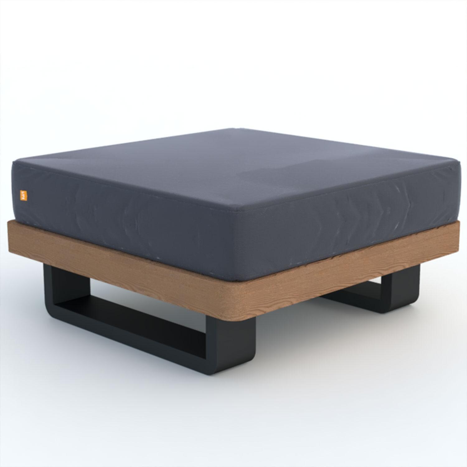 Fitz Roy Aluminum/Teak Ottoman in Lava By KETTLER - Display - White Background thumbnail