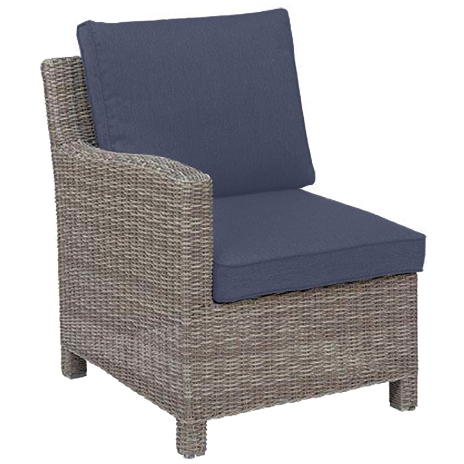 Palma 6 Pc Wicker Sectional Set in Rattan / Spectrum Indigo - Left Arm Chair - White Background thumbnail