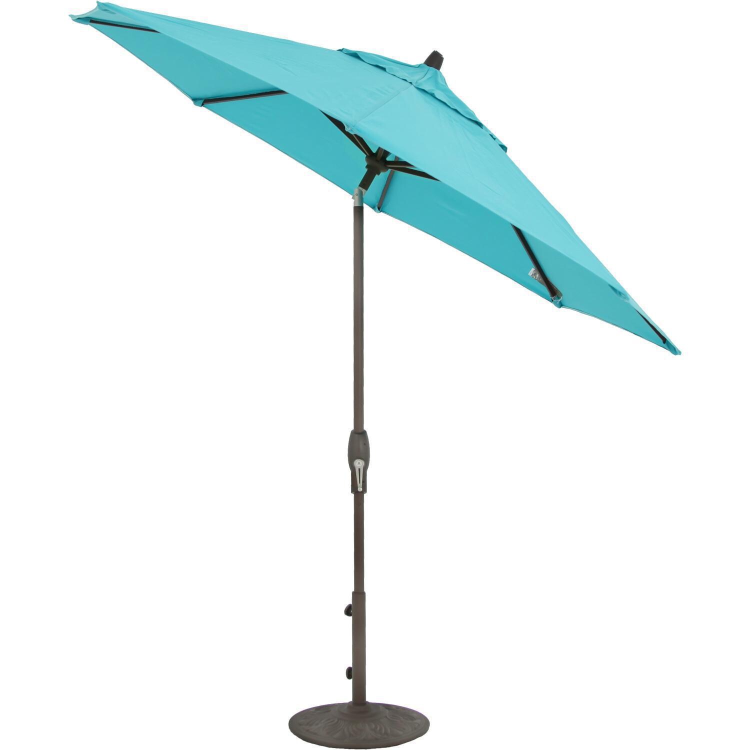 9 Ft. Octagonal Aluminum Auto Tilt Patio Umbrella W/ Crank Lift and Base By Lakeview Outdoor Designs - Tilted thumbnail
