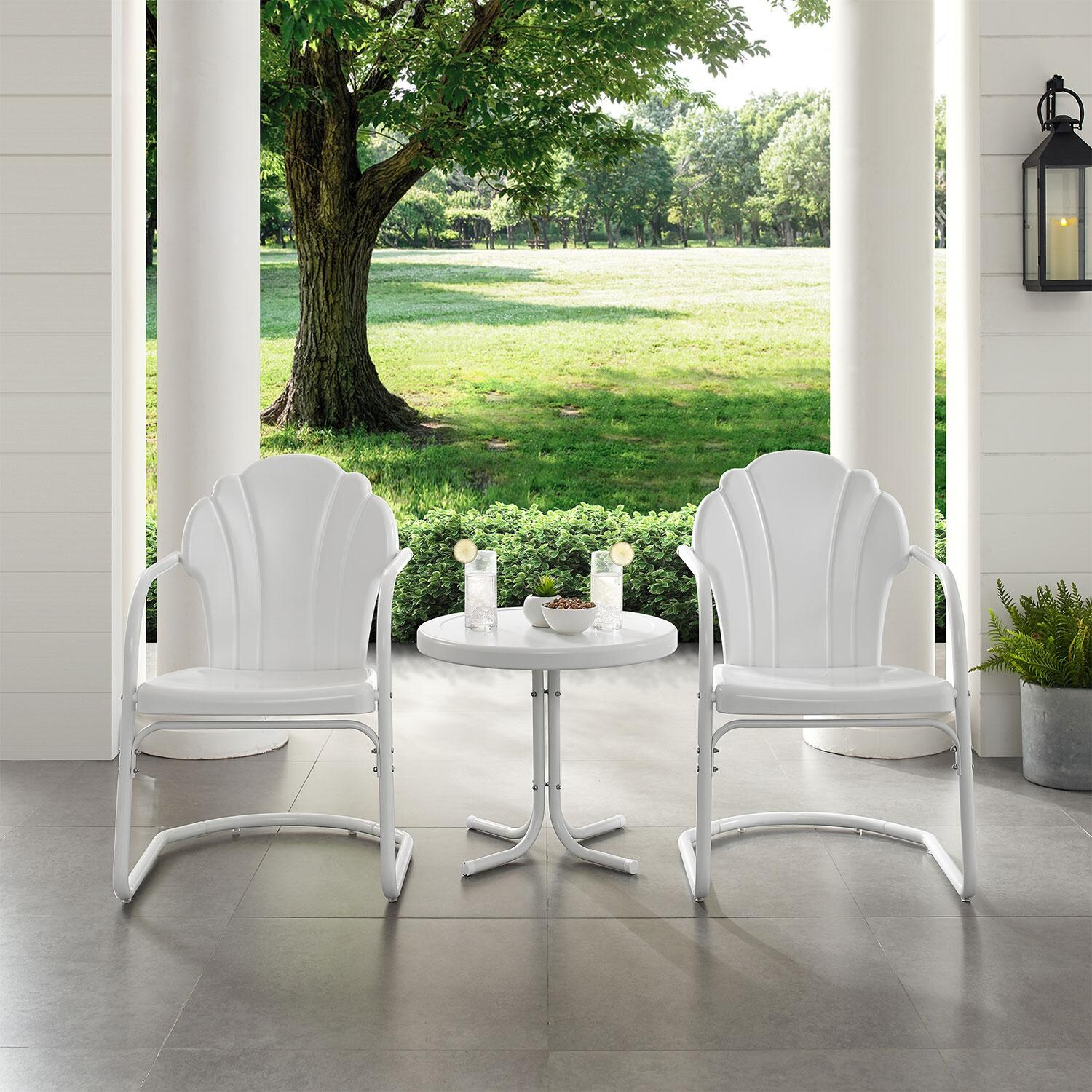 Rosecove 3 Pc Steel Seating Set in White Satin by Ultimate Patio