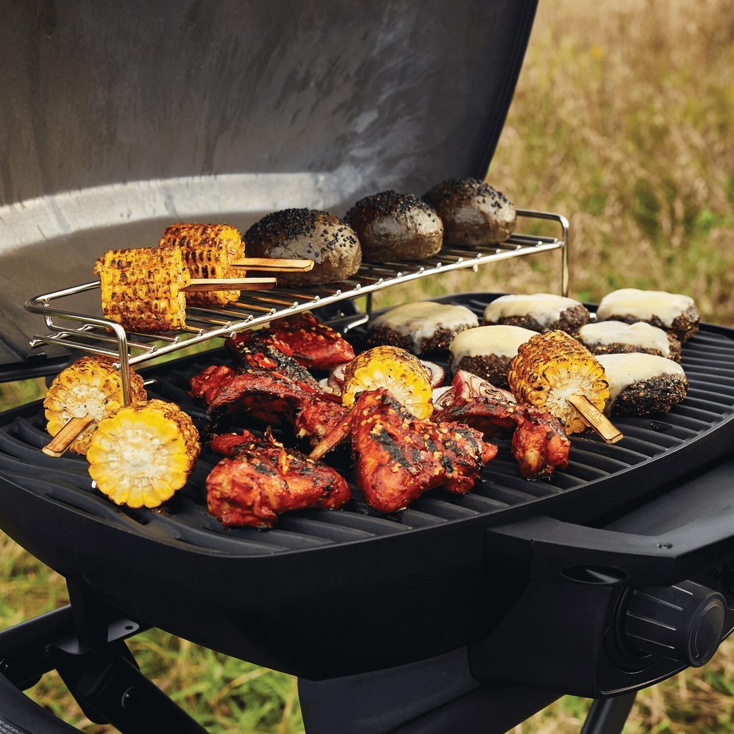 Napoleon PRO285X-MK-PHM Phantom TravelQ Pro 285X Portable Freestanding Propane Gas Grill - Matte Black - Shown Grilling