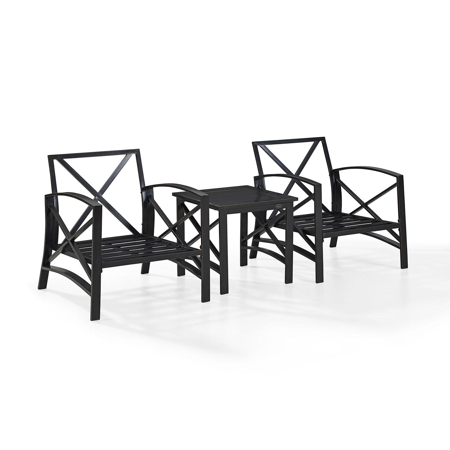 Ultimate Patio UP-82249BZ-OL 3Pc Outdoor Chair Set in Oatmeal - Cushions Removed - White Background thumbnail