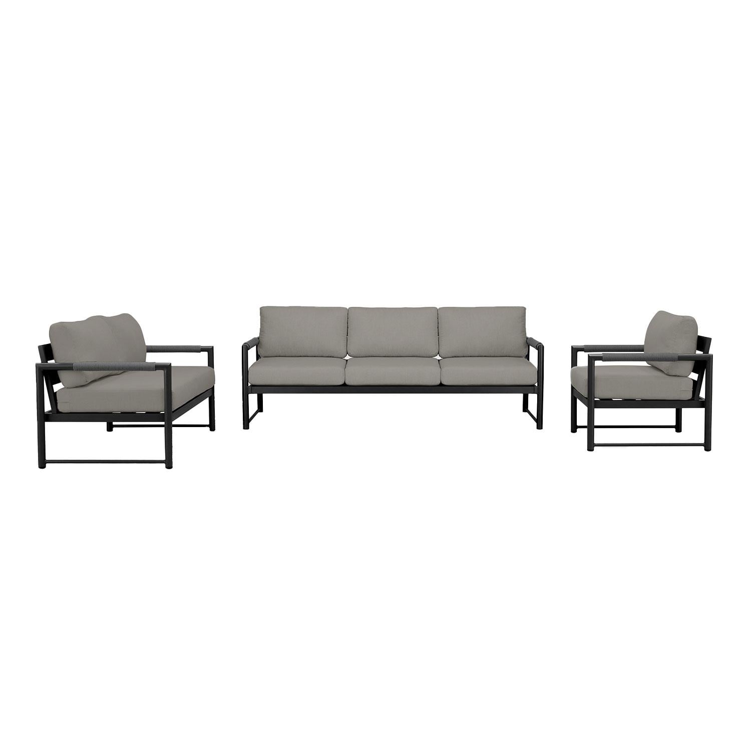 Lakeview AVEBAY-BK-CO-SET143-CC Avenue Bay Black/Carbon 3 Pc Sofa Loveseat Set - Canvas Charcoal - Display - White Background thumbnail