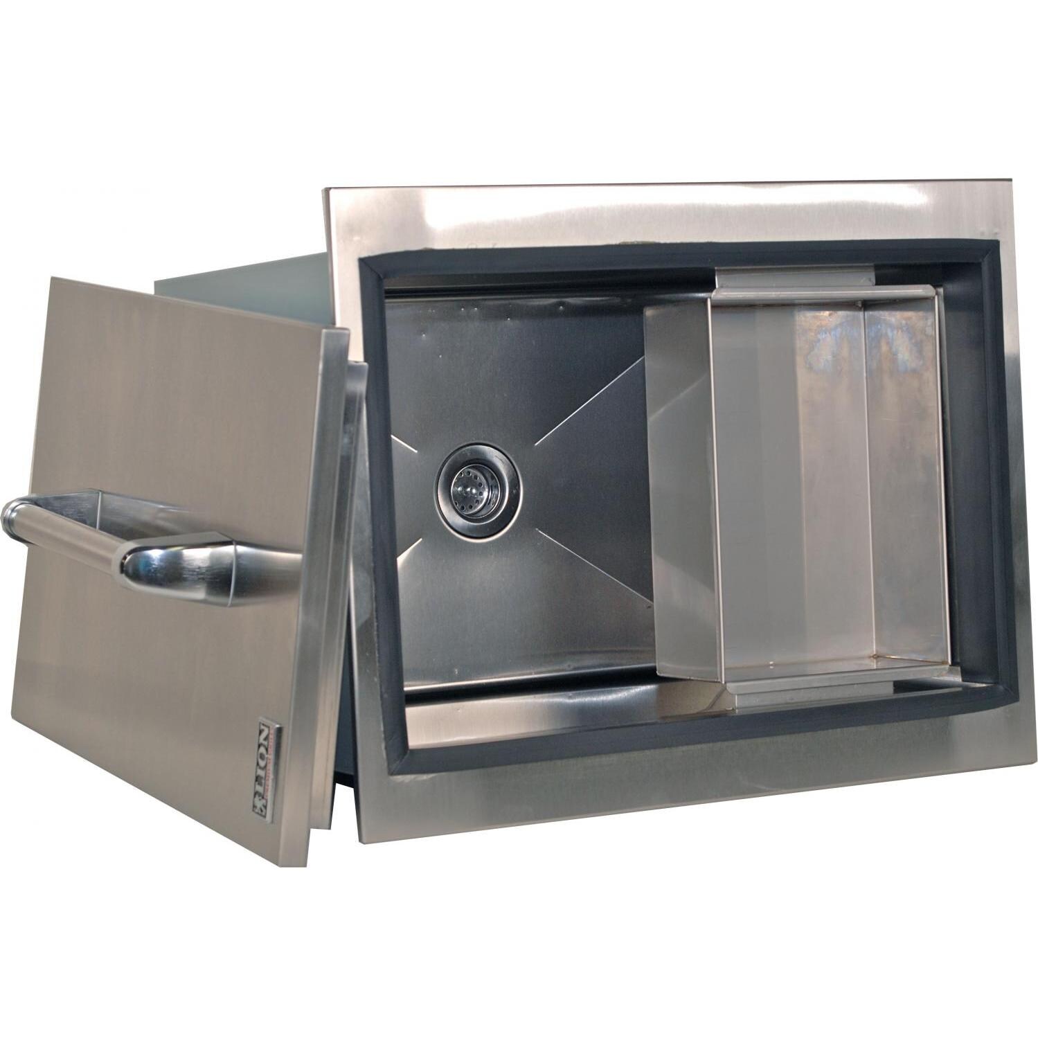 Lion Stainless Steel Drop-In Ice Bin With Condiment Tray - Interior View thumbnail