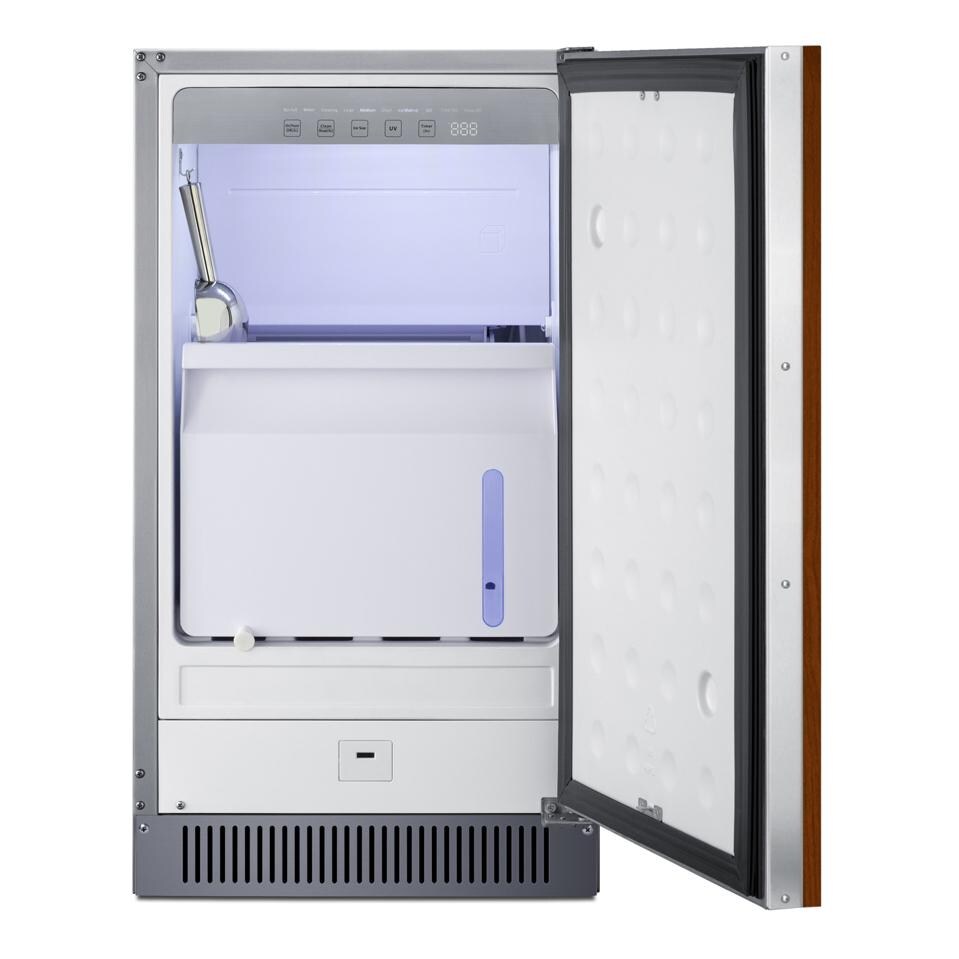 Summit BIM182OSADAIF ADA Height 18 Inch 60 Lb. Outdoor Clear Icemaker - Panel Ready - Open - White Background thumbnail