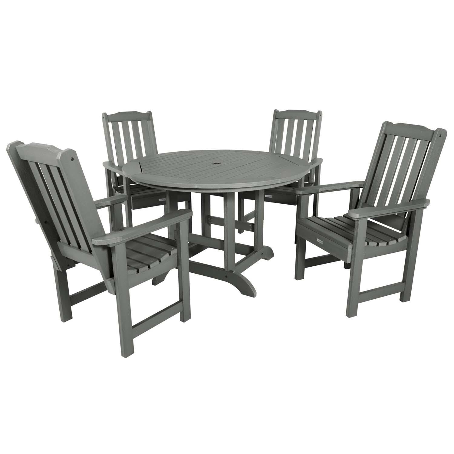 Hart Lane 5 Pc Set Recycled Plastic Dining Set In Coastal Teak By Lakeview - White Background thumbnail