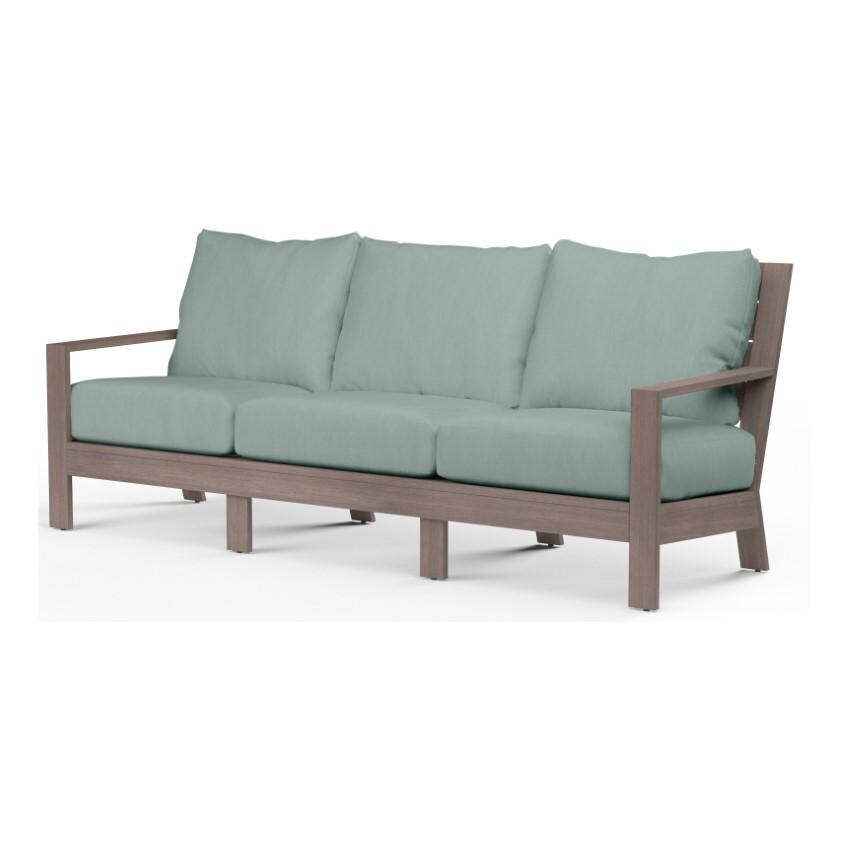Laguna 3 Person Aluminum Sofa w/ No Welt in Driftwood/Cast Mist by Sunset West - White Background thumbnail