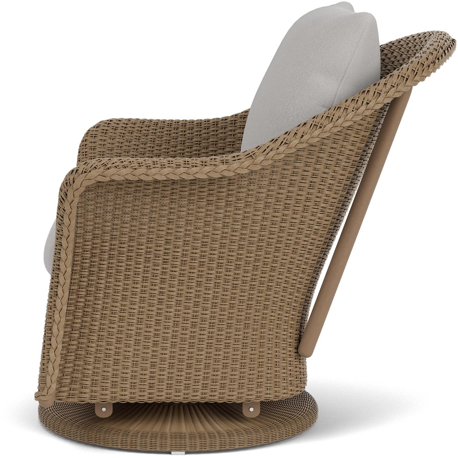 Lloyd Flanders Weekend Retreat Swivel Glider Lounge Chair in Fawn Finish W/ Tundra Dove Fabric - Side thumbnail