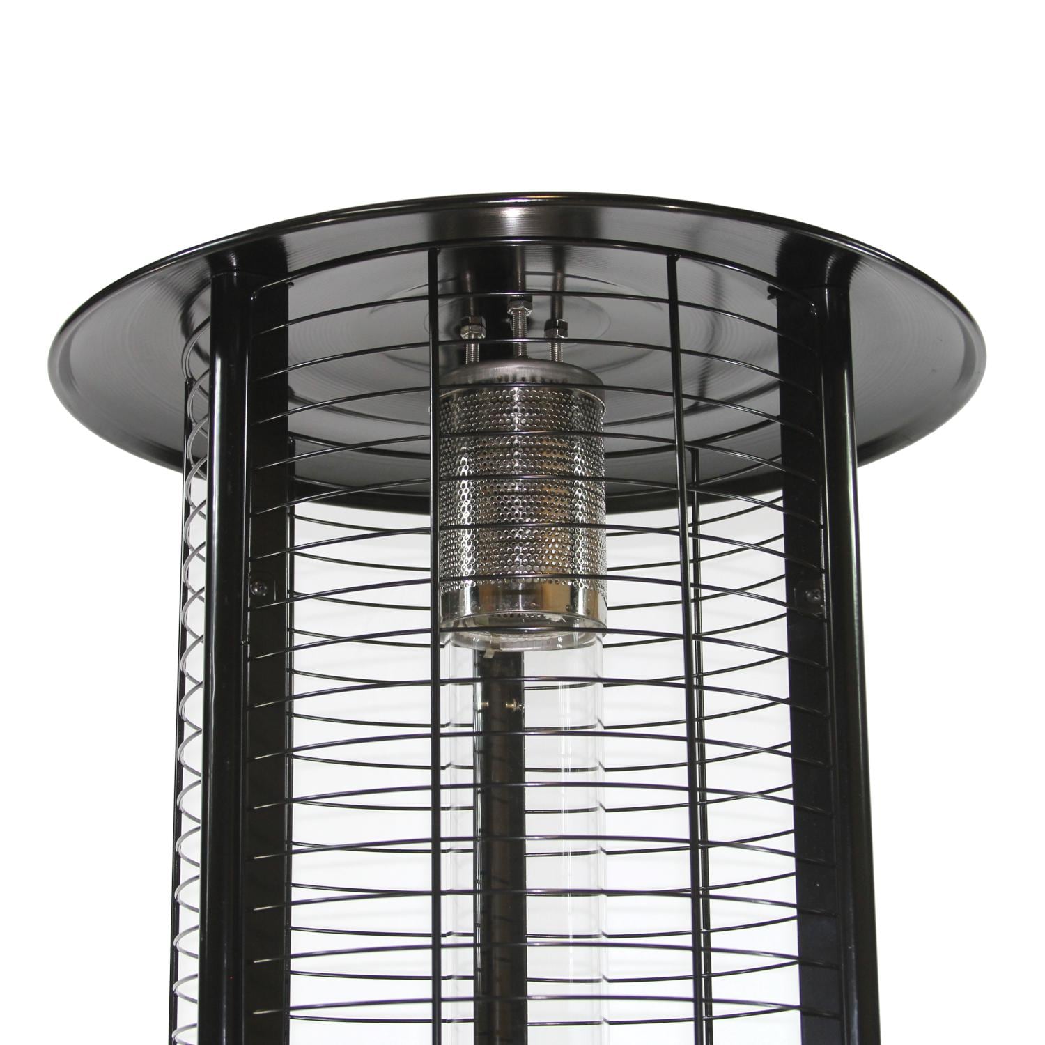RADtec EF-Clear 80-Inch Ellipse Flame Patio Heater - Black with Clear Glass - Top View thumbnail