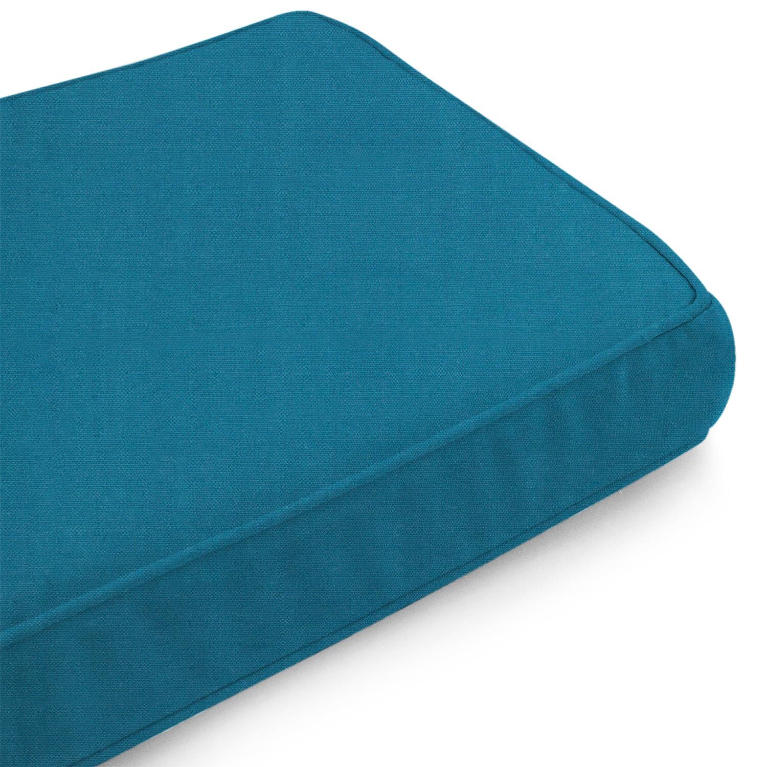 Sunbrella Spectrum Peacock Medium Outdoor Replacement Bench Cushion W/ Piping By UltimatePatio.com - Corner Detail thumbnail
