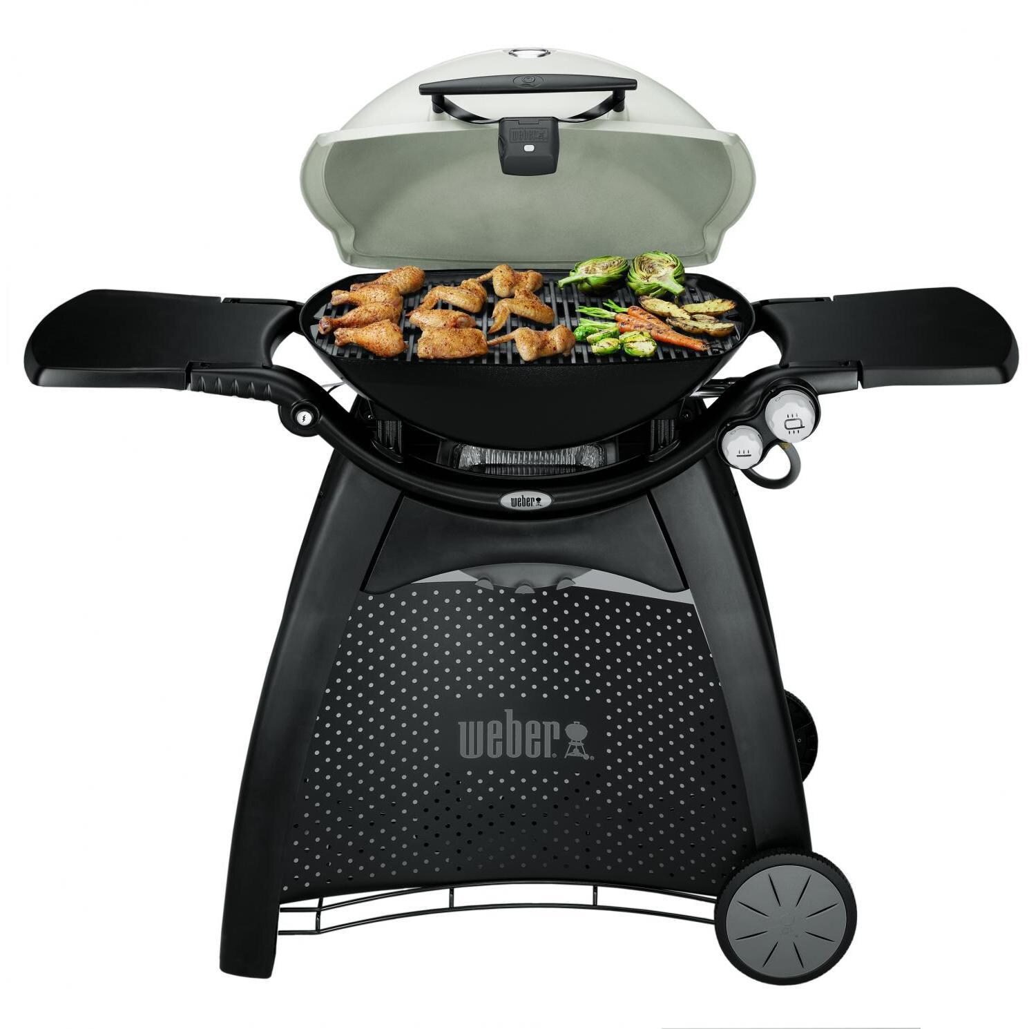 Weber Q 3200 Propane Gas Grill On Cart - Shown With Food thumbnail