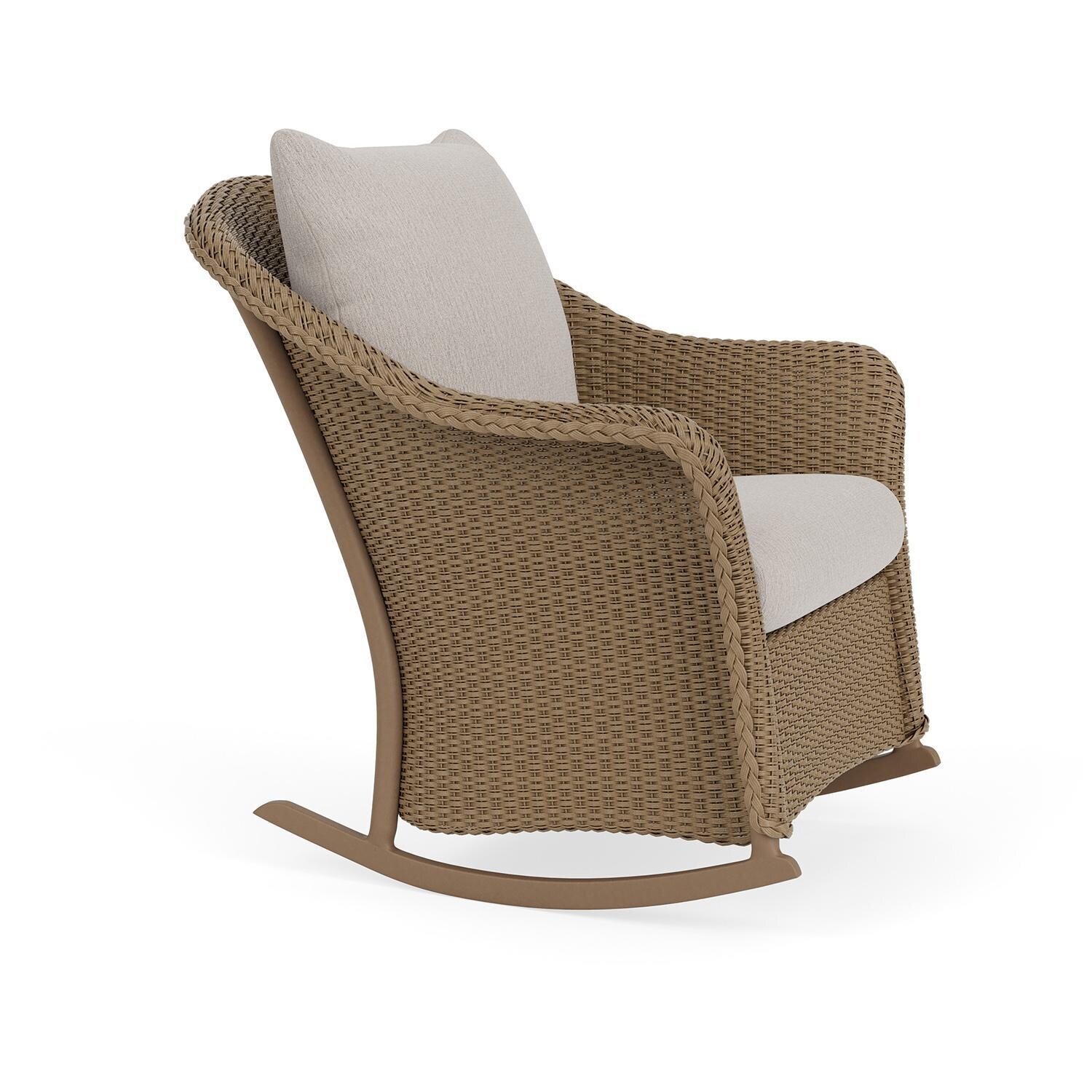 Lloyd Flanders Weekend Retreat Lounge Rocker in Fawn Finish W/ Remy Cloud Fabric - Angled thumbnail