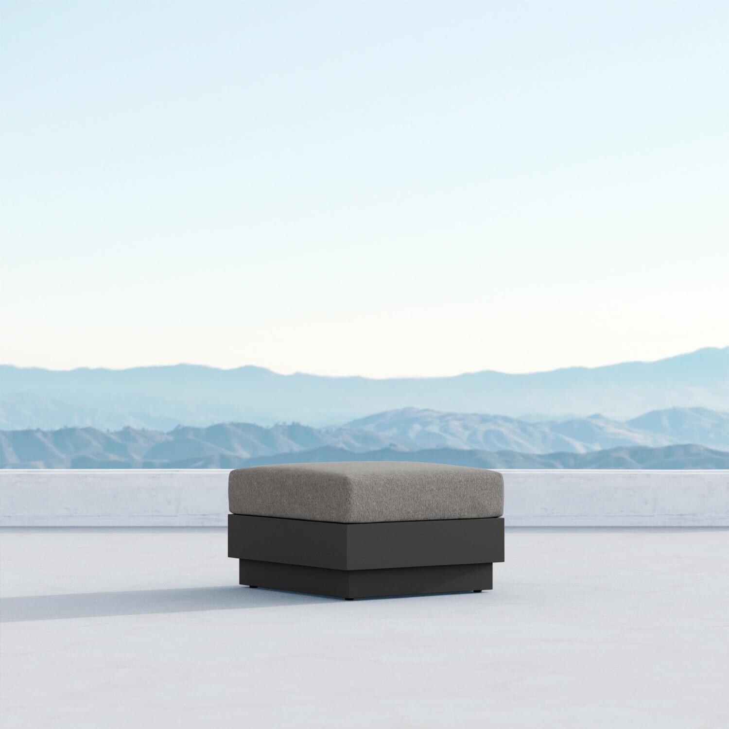Porto Aluminum Ottoman in Ash/Midnight by Azzurro Living