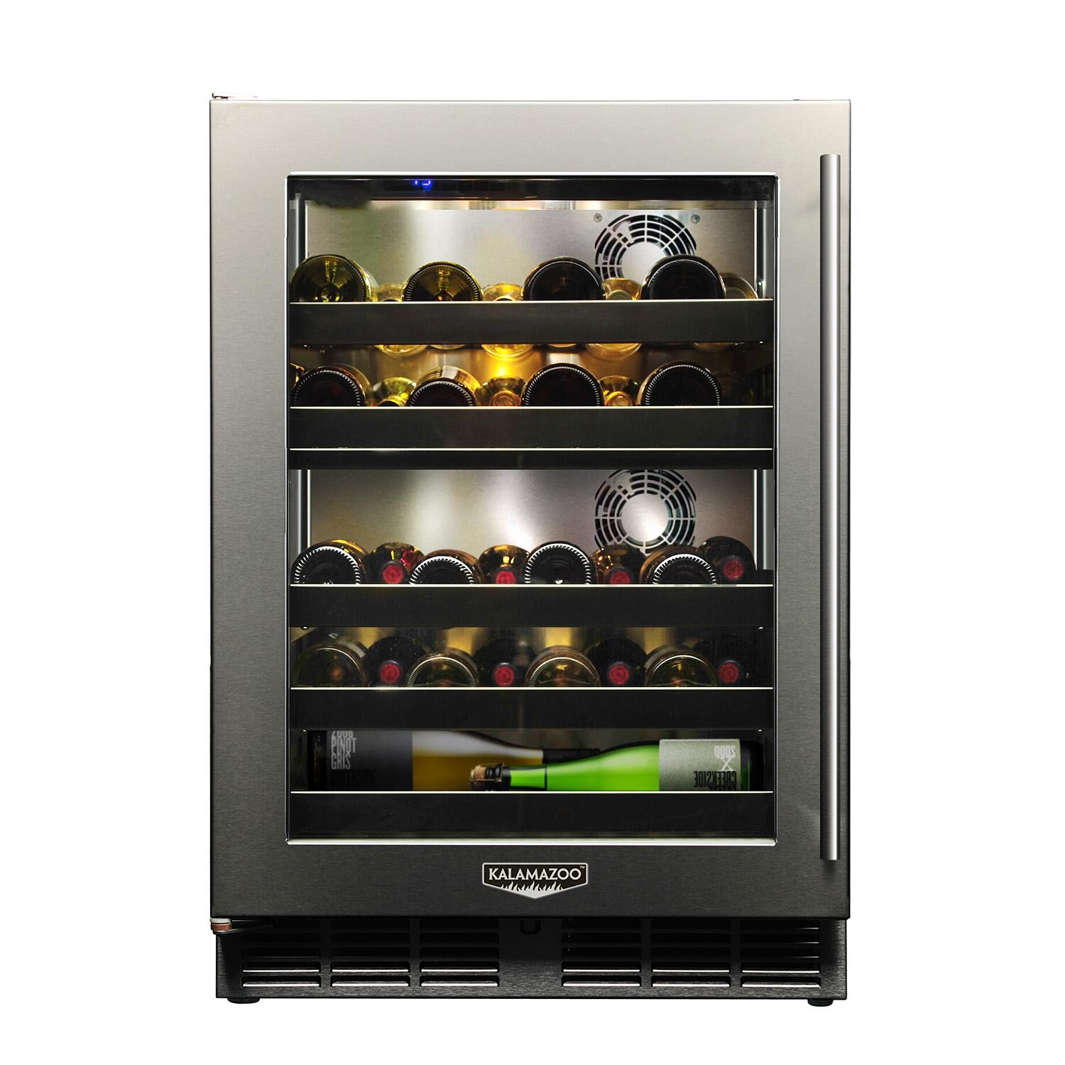 Kalamazoo Signature 24 Inch Dual-Zone Outdoor Wine Chiller - Left Hinge - Lock - Marine-Grade - K-HP24DO-4-3LL-M6