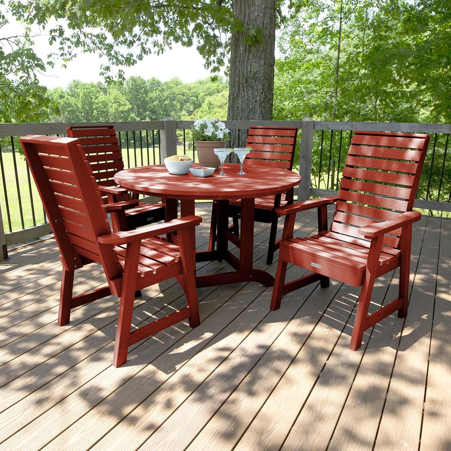 Elm Pointe 5 Pc Recycled Plastic Dining Set in Rustic Red by Lakeview Outdoor Designs
