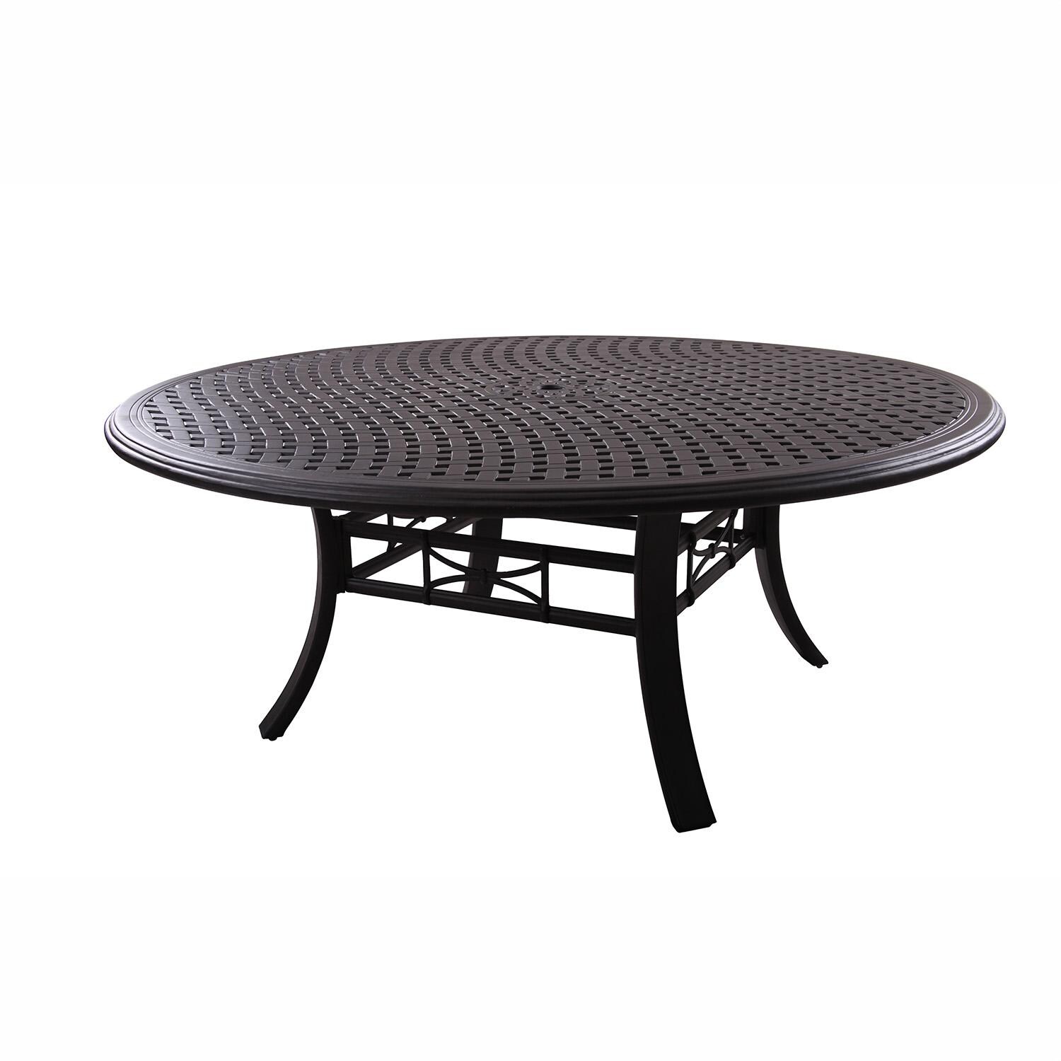 Darlee Sedona 11 Pc Cast Aluminum Patio Dining Set w/ 98 x 69 Inch Oval Dining Table & Beige Canvas Cushions - Table - White Background thumbnail