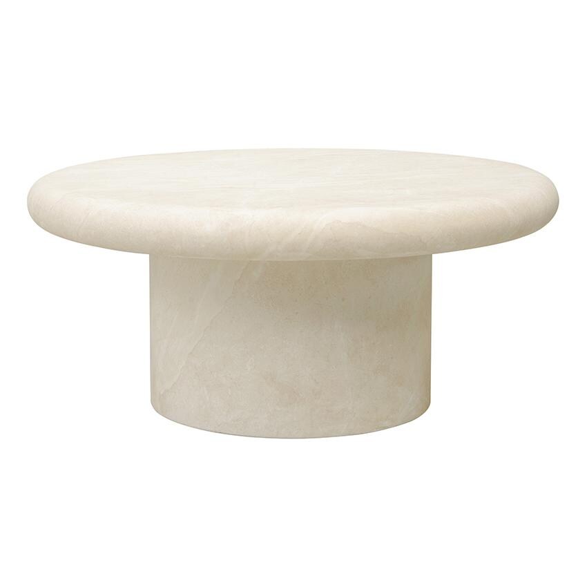 Travertino 41 Inch Cream GFRC Round Coffee Table by Sunset West - White Background thumbnail