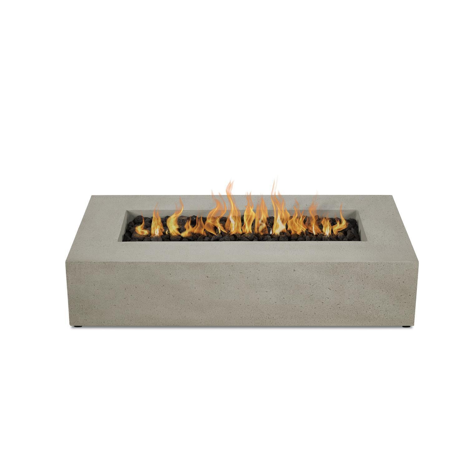 Hillview Bay 2712LP-FLNT 56 Inch Rectangular Glass Fiber Reinforced Concrete Propane Fire Pit Table in Flint by BBQGuys Signature - Top View - White Background thumbnail